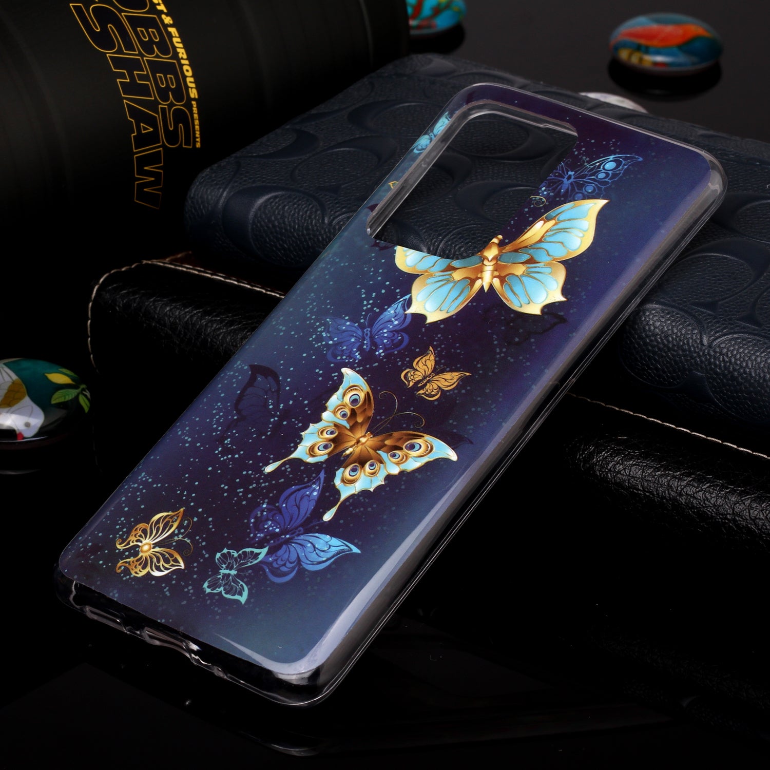 Noctilucent IMD TPU Phone Back Case for Samsung Galaxy S20 Ultra - Butterflies