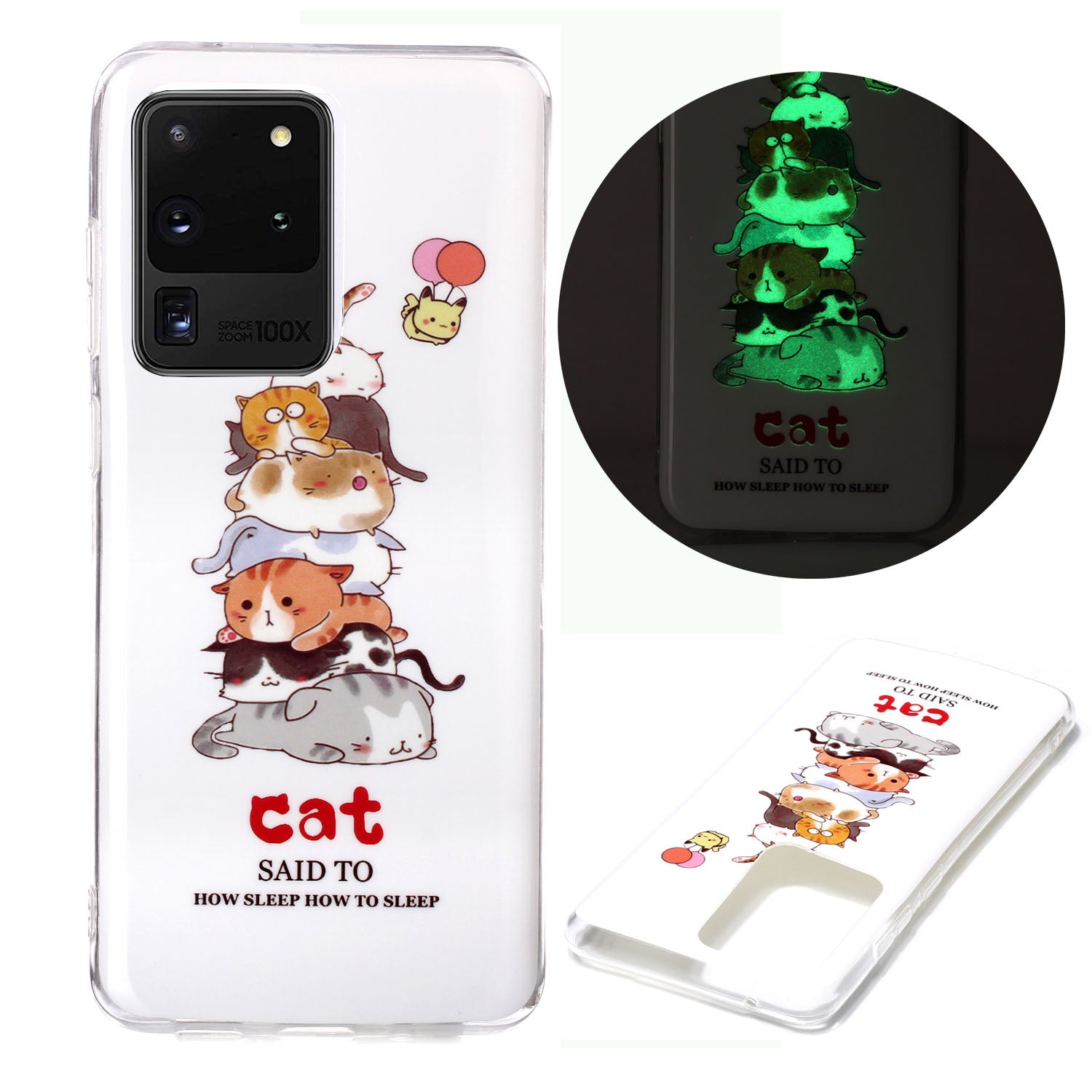 Noctilucent IMD TPU Phone Back Case for Samsung Galaxy S20 Ultra - Cats