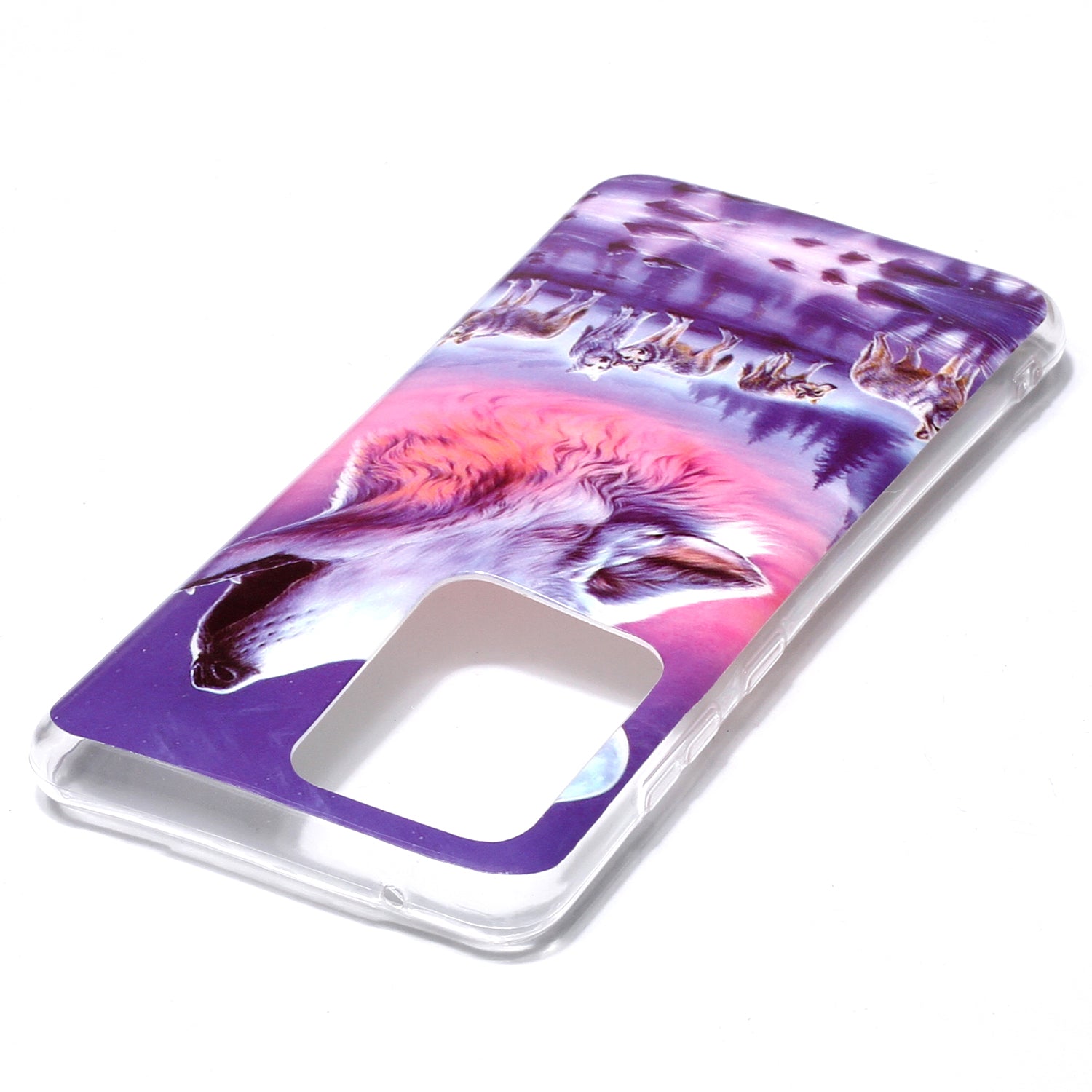 Noctilucent IMD TPU Phone Back Case for Samsung Galaxy S20 Ultra - Wolf Howling