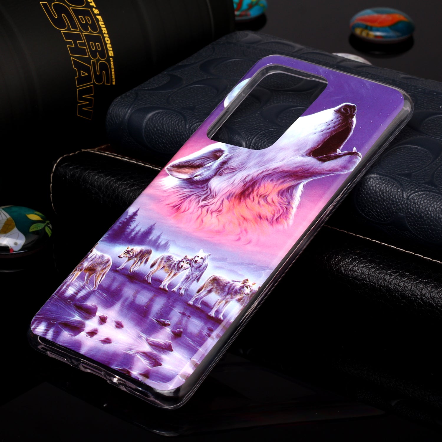 Noctilucent IMD TPU Phone Back Case for Samsung Galaxy S20 Ultra - Wolf Howling