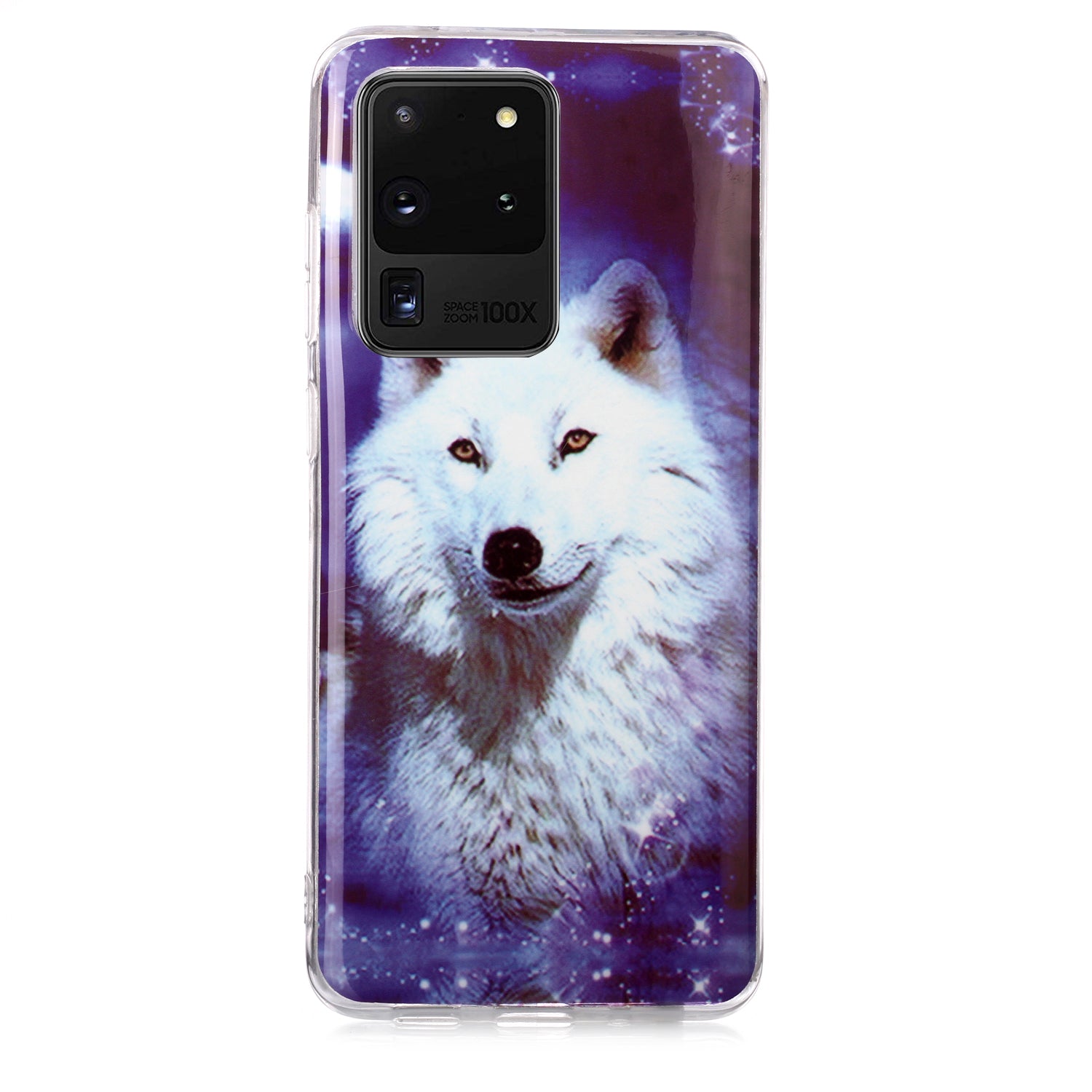 Noctilucent IMD TPU Phone Back Case for Samsung Galaxy S20 Ultra - White Wolf