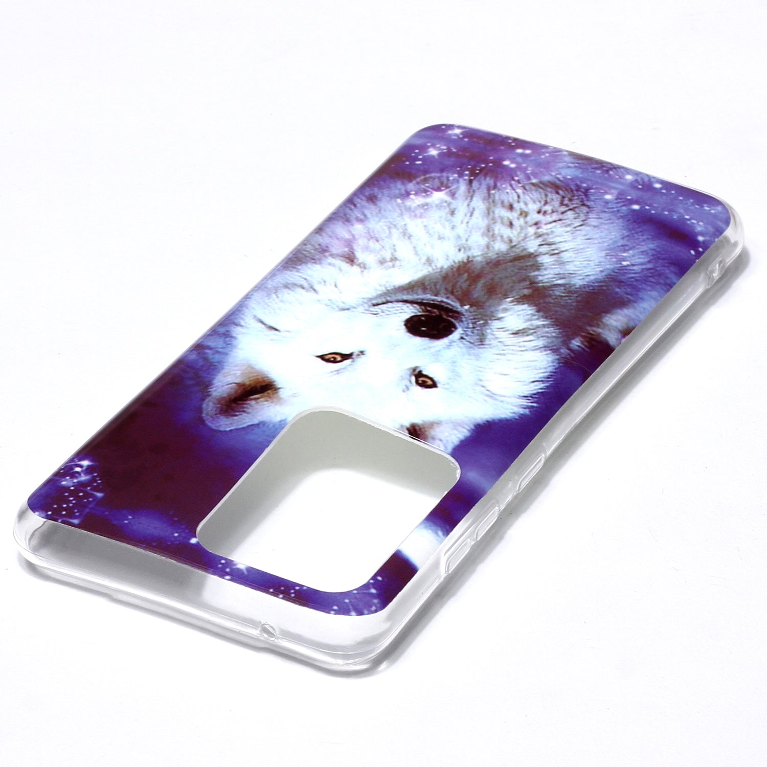 Noctilucent IMD TPU Phone Back Case for Samsung Galaxy S20 Ultra - White Wolf