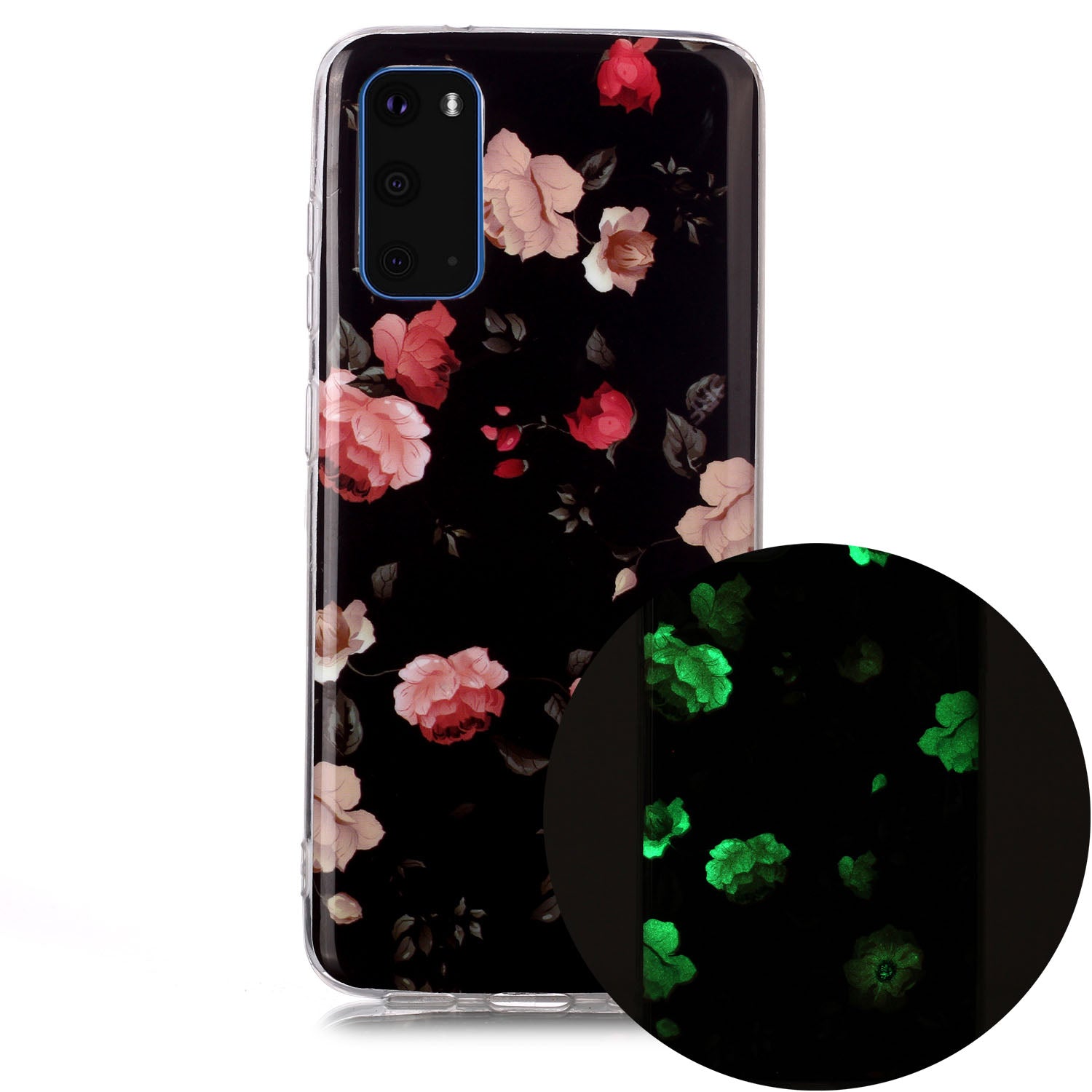 Noctilucent TPU Pattern Printing IMD Cover Shell for Samsung Galaxy S20 4G/S20 5G - Flowers