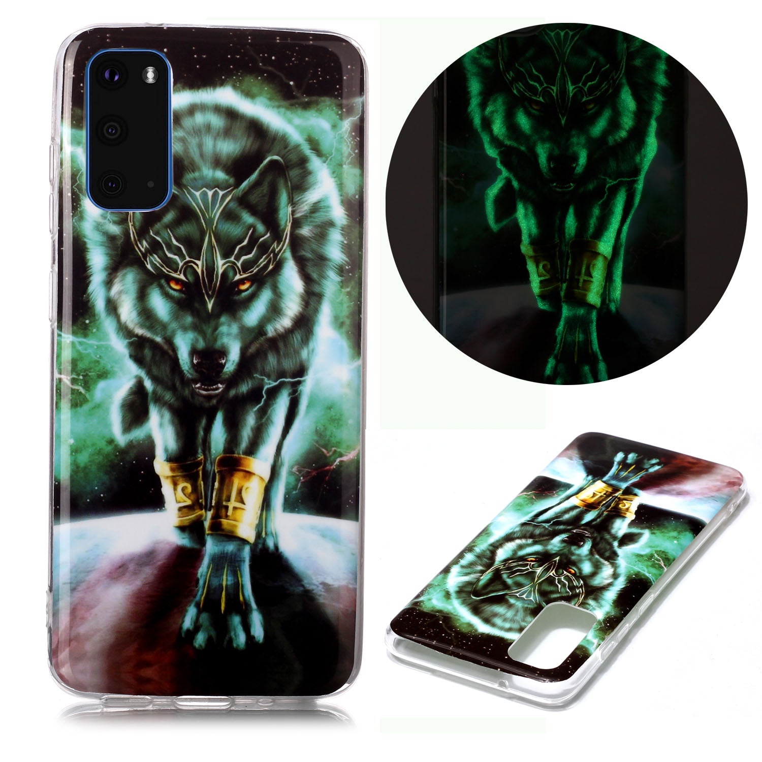 Noctilucent TPU Pattern Printing IMD Cover Shell for Samsung Galaxy S20 4G/S20 5G - Wolf