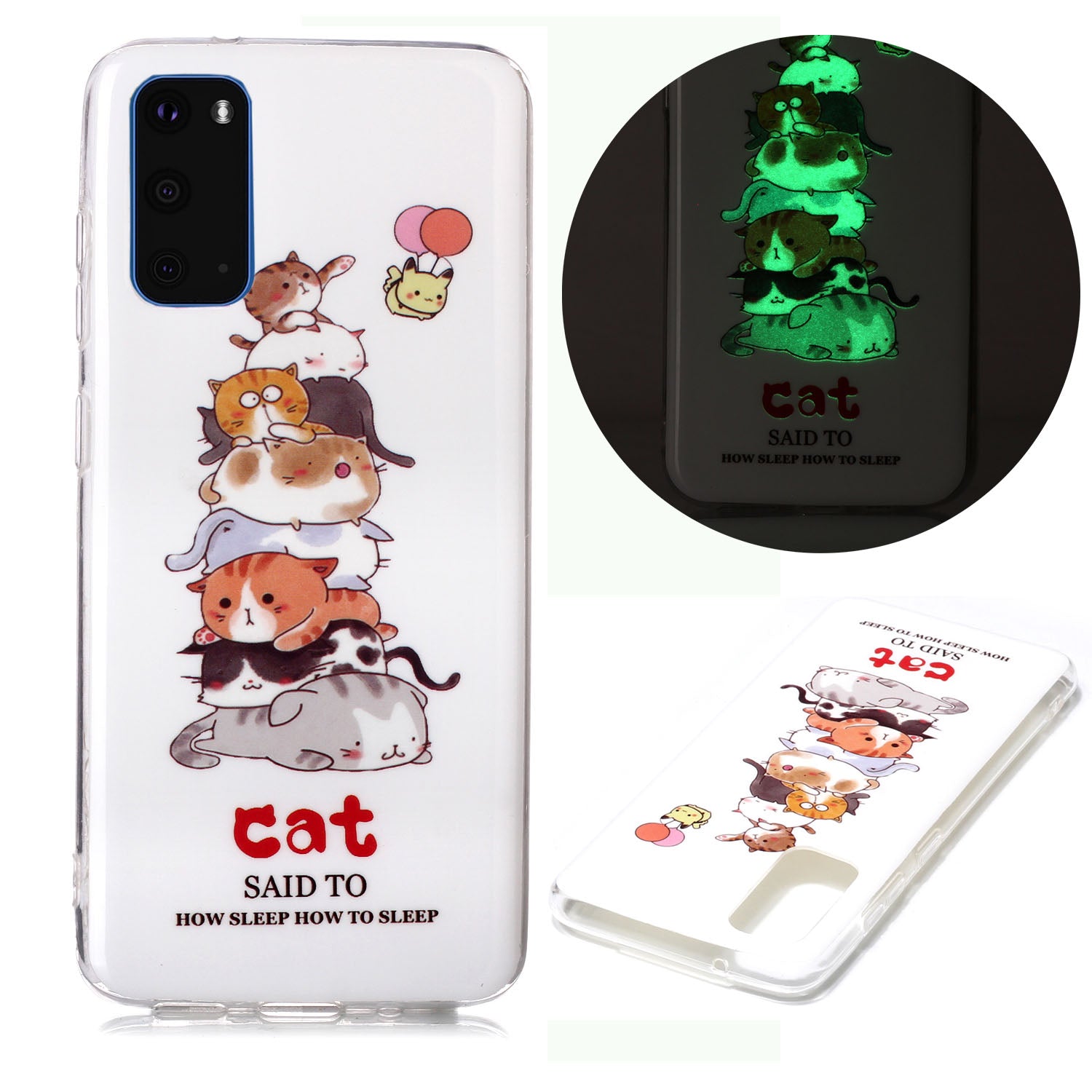 Noctilucent TPU Pattern Printing IMD Cover Shell for Samsung Galaxy S20 4G/S20 5G - Cats