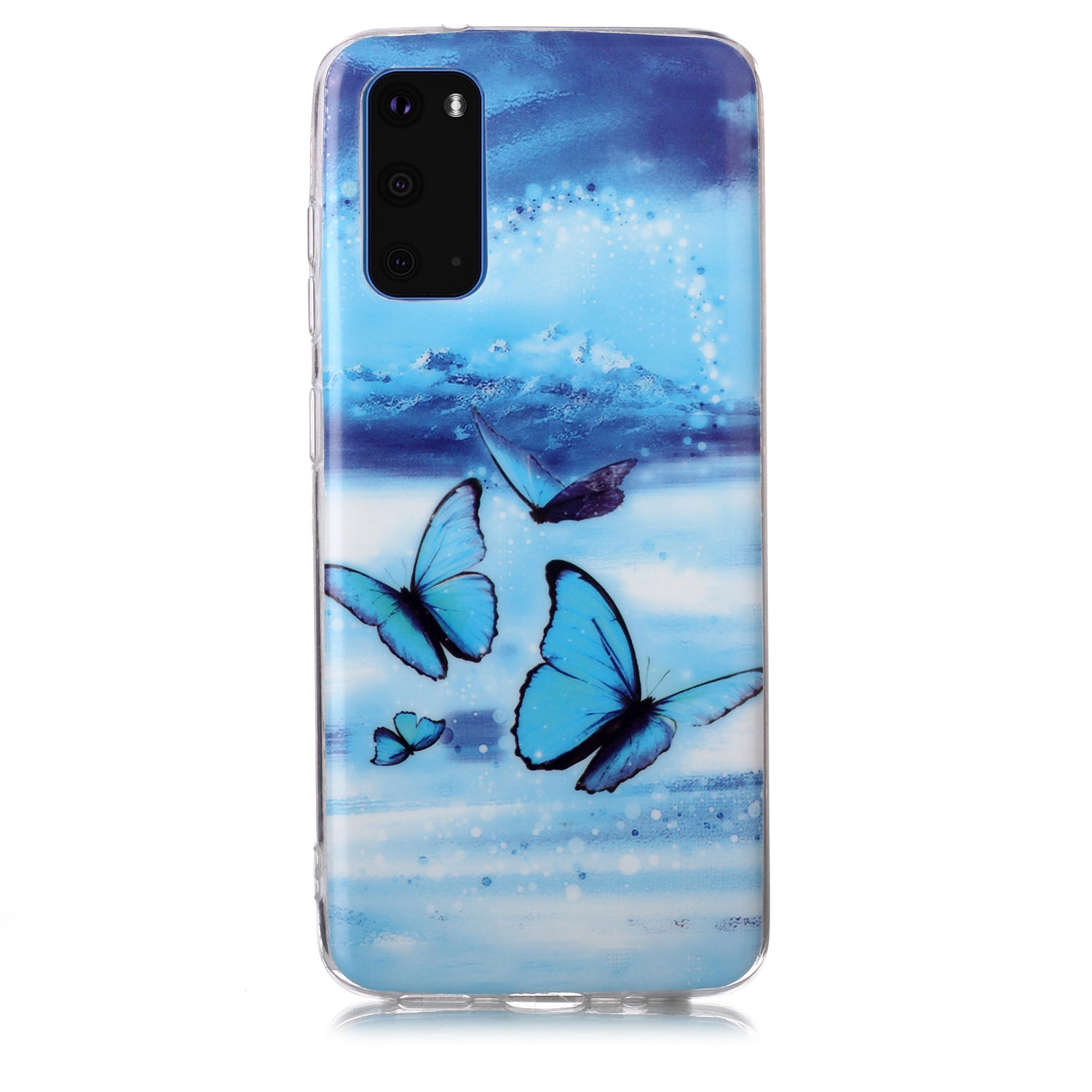 Noctilucent TPU Pattern Printing IMD Cover Shell for Samsung Galaxy S20 4G/S20 5G - Blue Butterfly