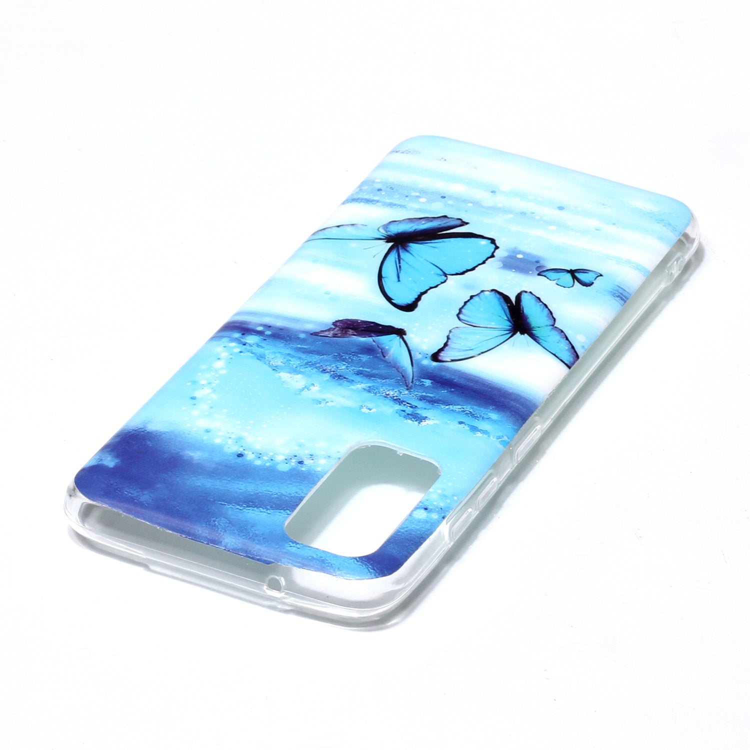 Noctilucent TPU Pattern Printing IMD Cover Shell for Samsung Galaxy S20 4G/S20 5G - Blue Butterfly