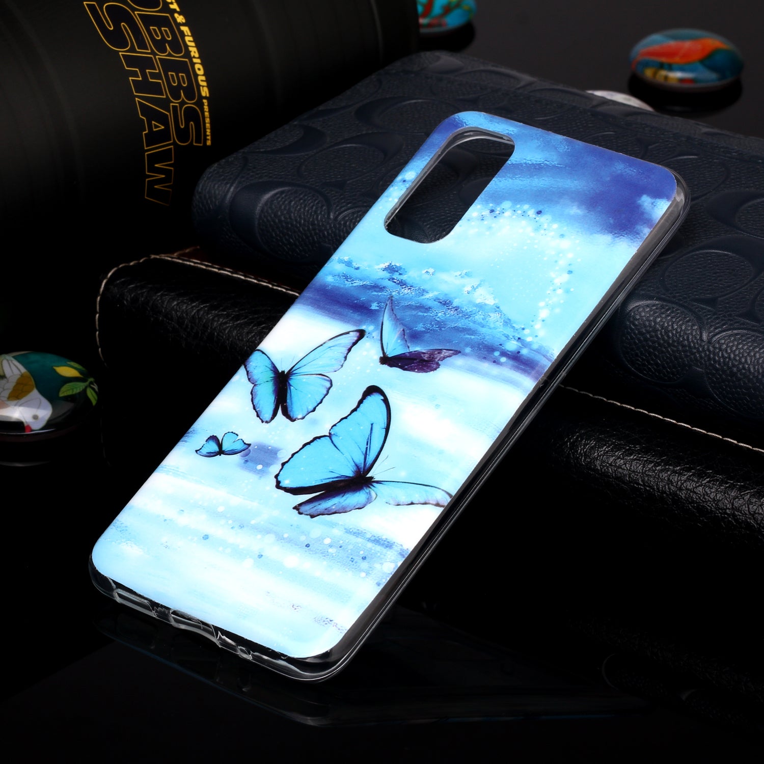 Noctilucent TPU Pattern Printing IMD Cover Shell for Samsung Galaxy S20 4G/S20 5G - Blue Butterfly