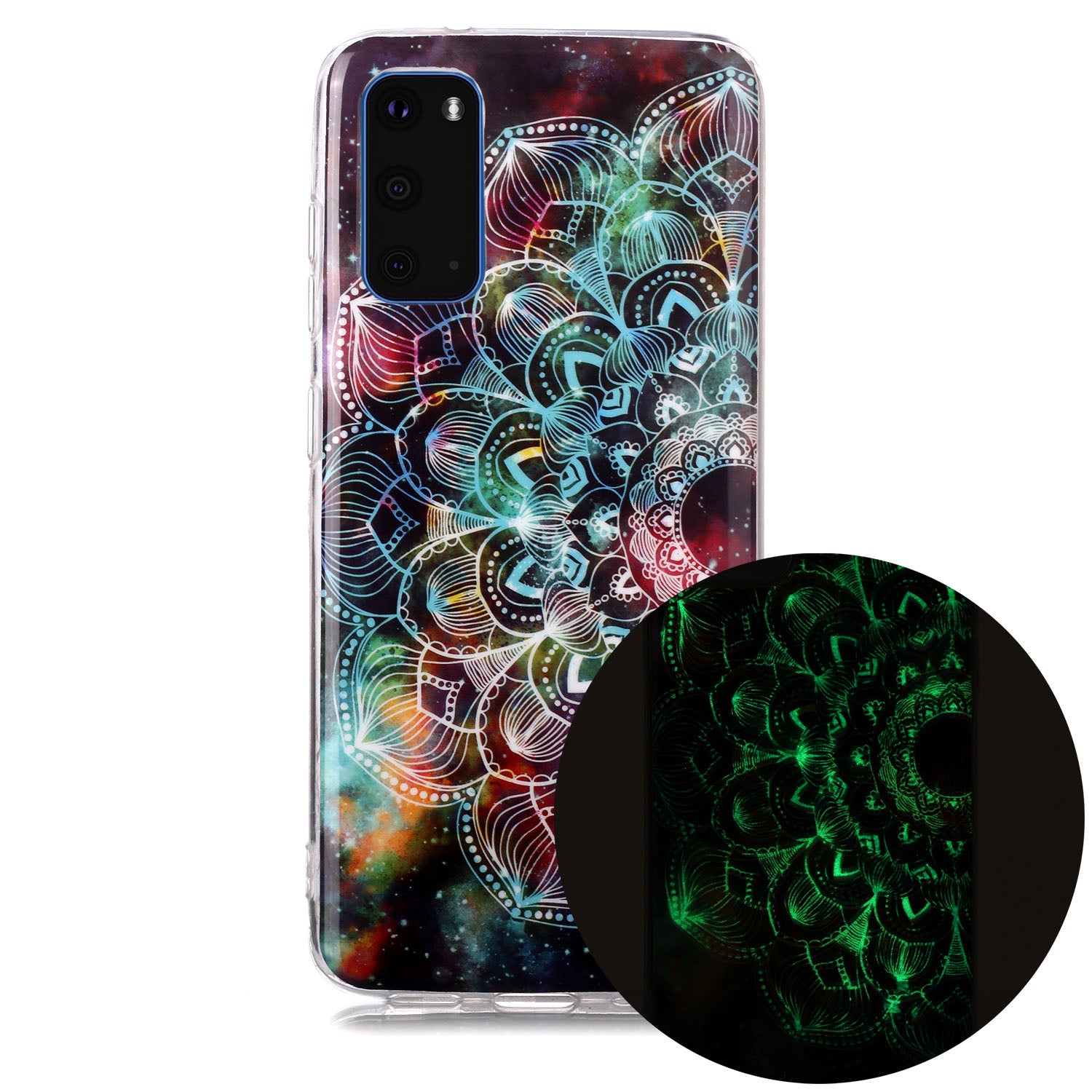 Noctilucent TPU Pattern Printing IMD Cover Shell for Samsung Galaxy S20 4G/S20 5G - Mandala Flower