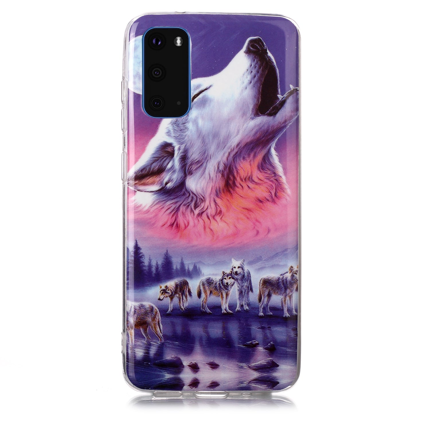 Noctilucent TPU Pattern Printing IMD Cover Shell for Samsung Galaxy S20 4G/S20 5G - Howling Wolf