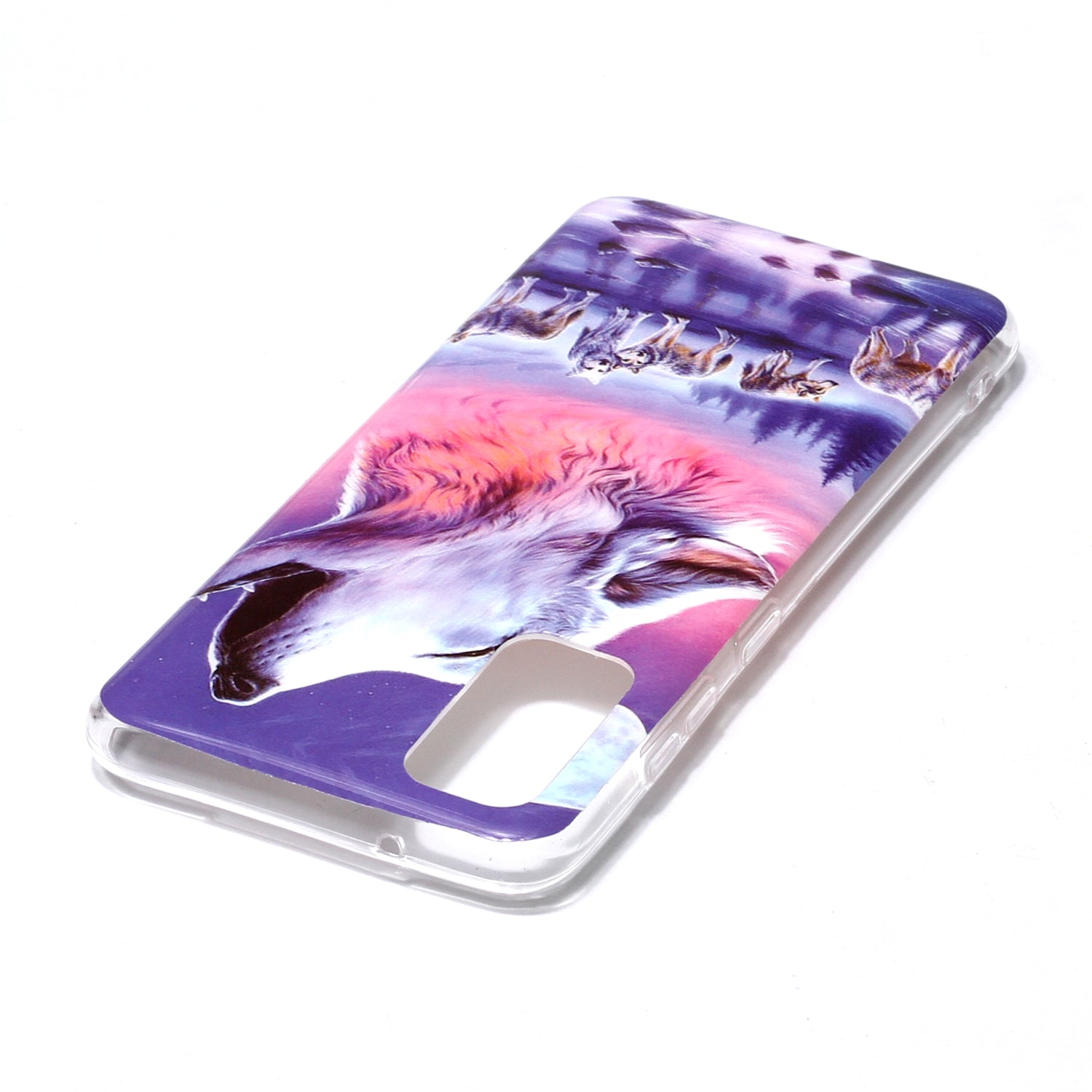 Noctilucent TPU Pattern Printing IMD Cover Shell for Samsung Galaxy S20 4G/S20 5G - Howling Wolf