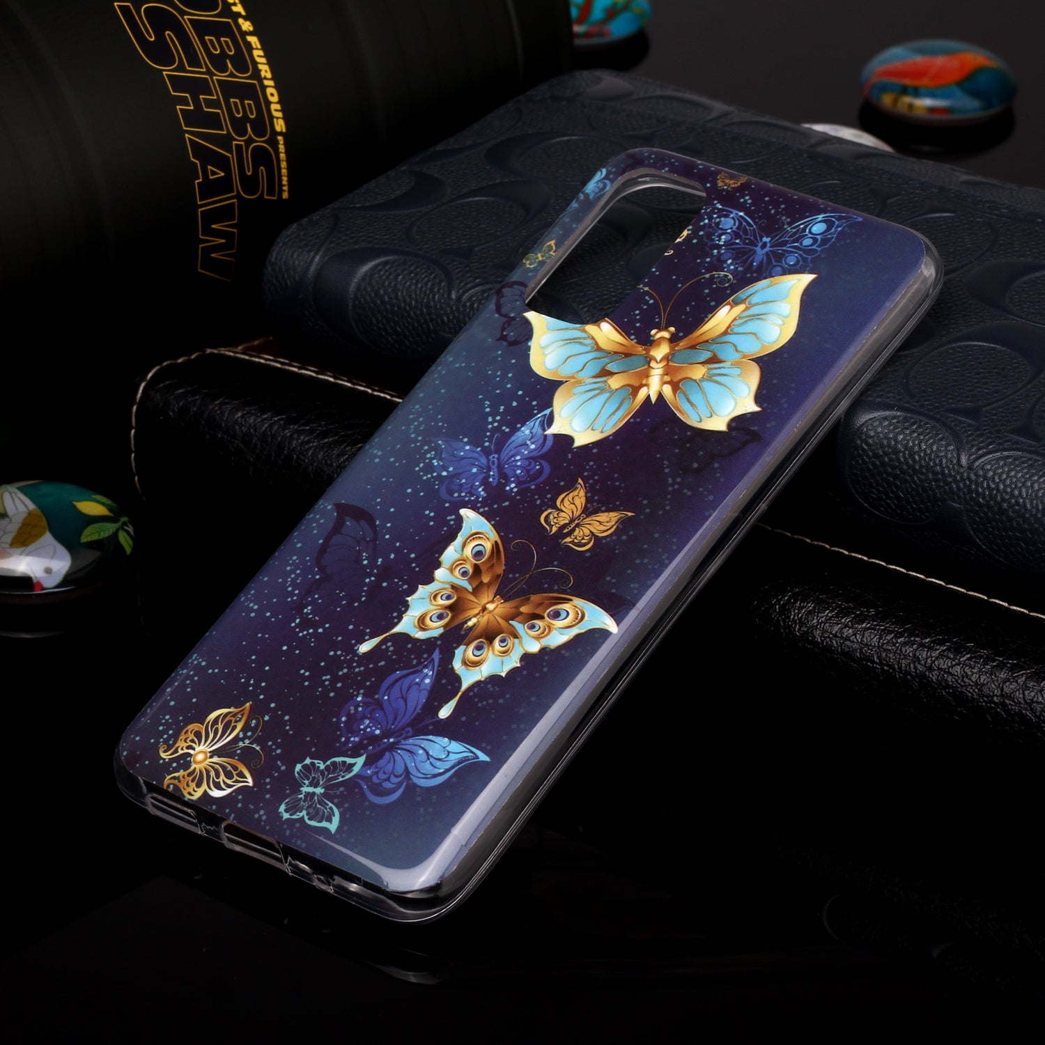 Noctilucent TPU Pattern Printing IMD Cover Shell for Samsung Galaxy S20 4G/S20 5G - Vivid Butterfly