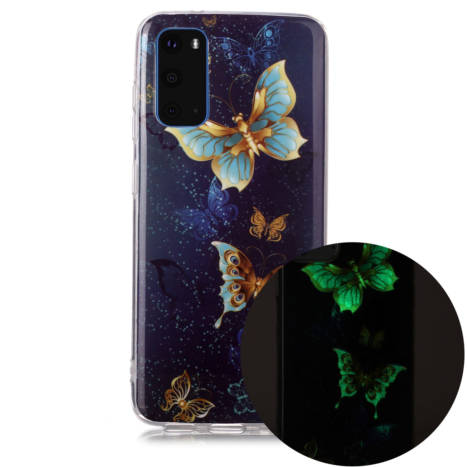 Noctilucent TPU Pattern Printing IMD Cover Shell for Samsung Galaxy S20 4G/S20 5G - Vivid Butterfly