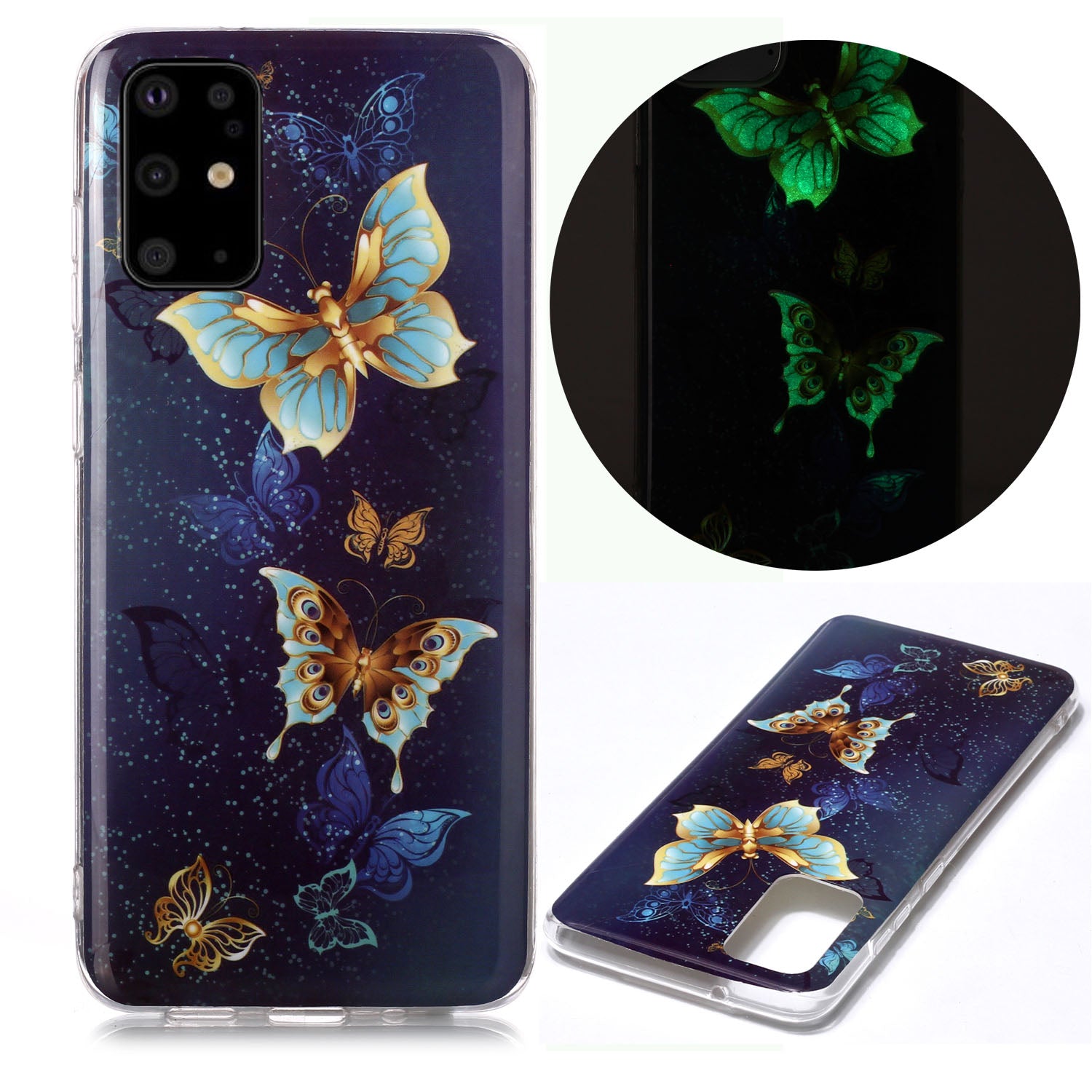 Luminous TPU Pattern Printing IMD Protetive Shell for Samsung Galaxy S20 Plus - Beautiful Butterfly