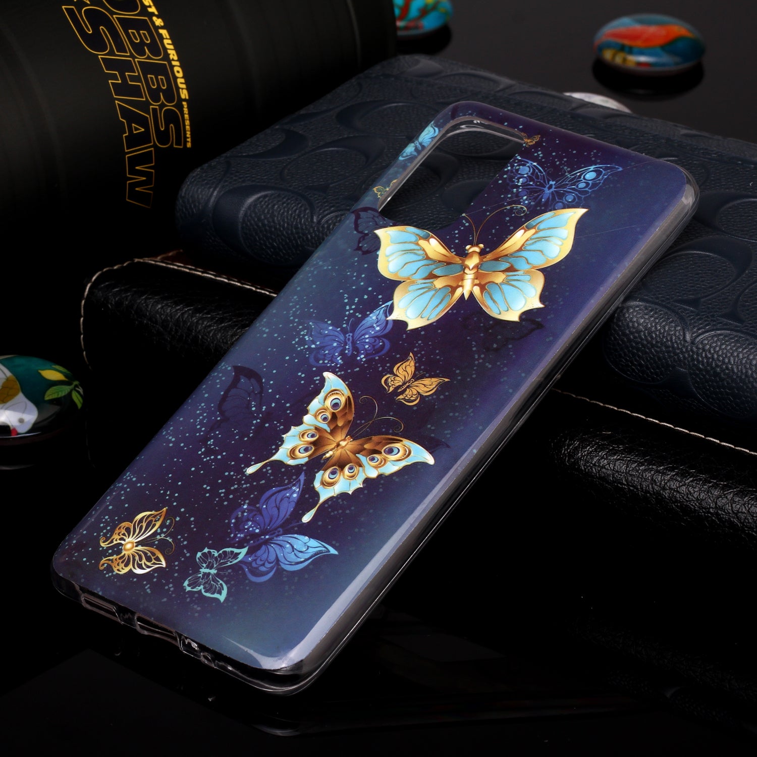 Luminous TPU Pattern Printing IMD Protetive Shell for Samsung Galaxy S20 Plus - Beautiful Butterfly