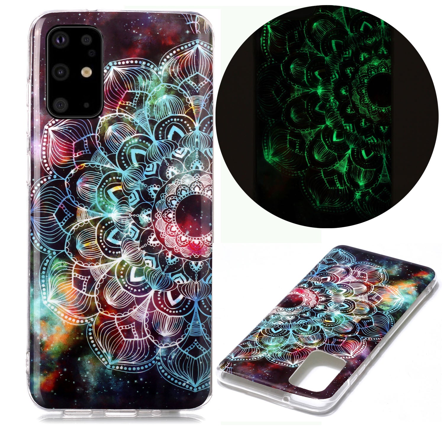 Luminous TPU Pattern Printing IMD Protetive Shell for Samsung Galaxy S20 Plus - Mandala Flower