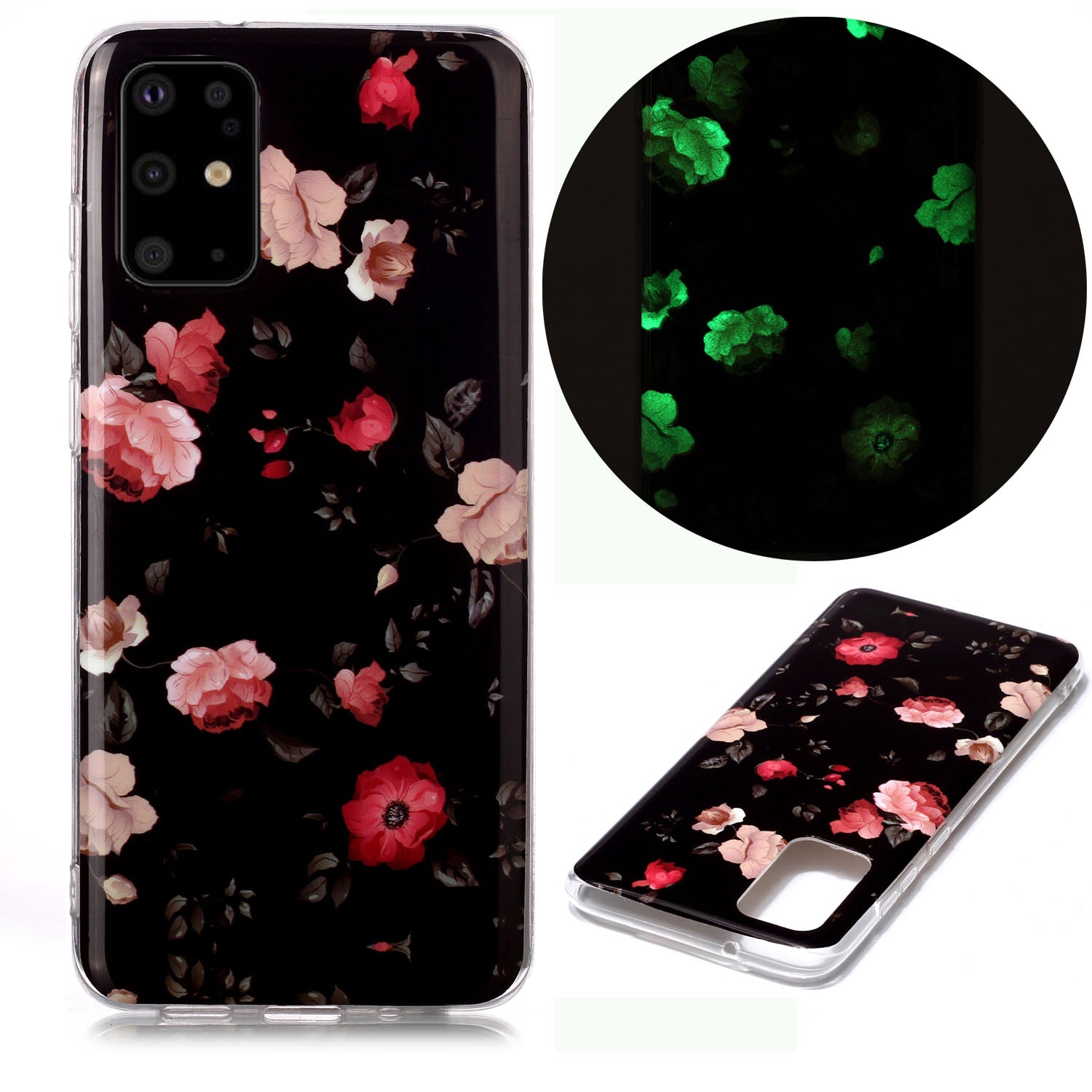 Luminous TPU Pattern Printing IMD Protetive Shell for Samsung Galaxy S20 Plus - Flowers