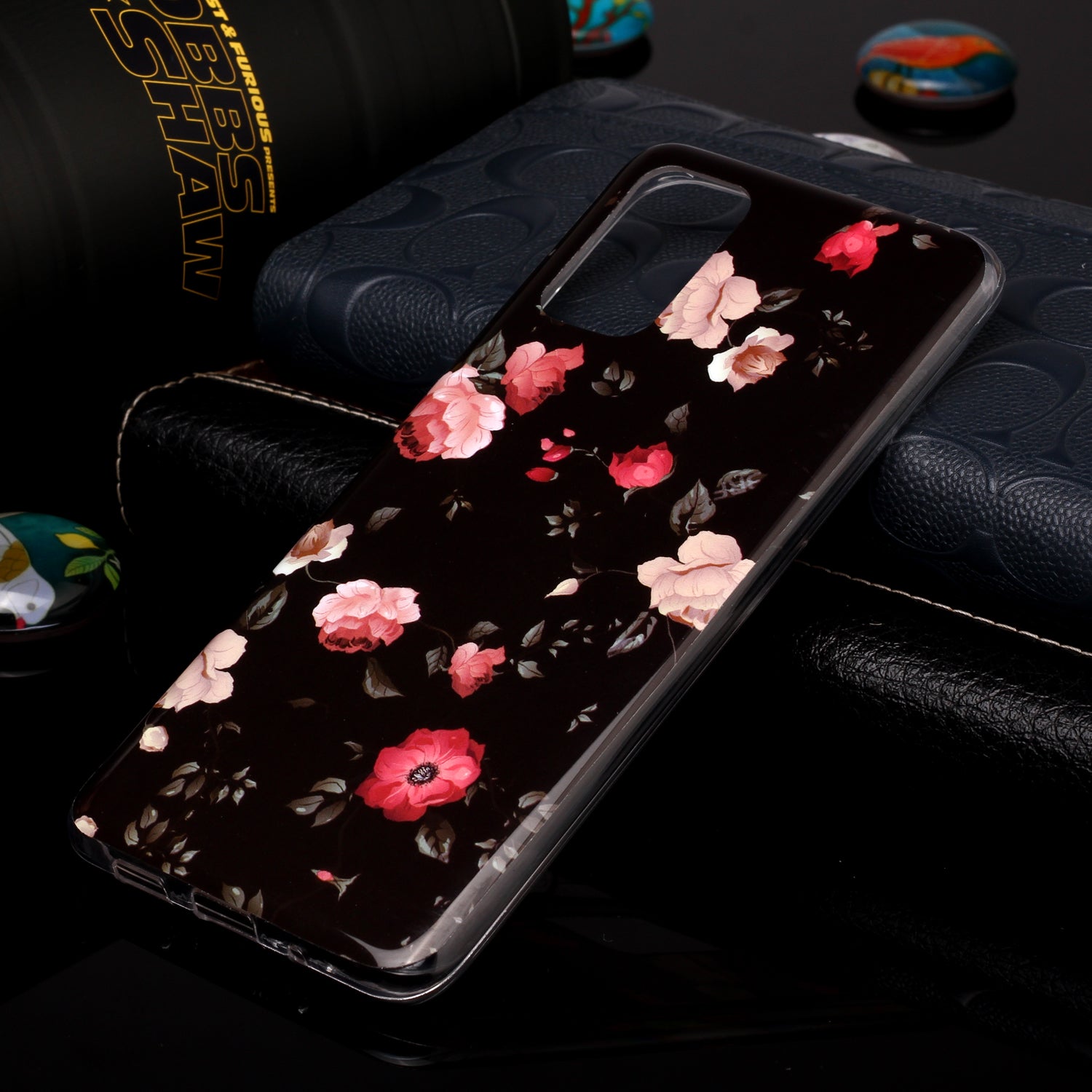 Luminous TPU Pattern Printing IMD Protetive Shell for Samsung Galaxy S20 Plus - Flowers