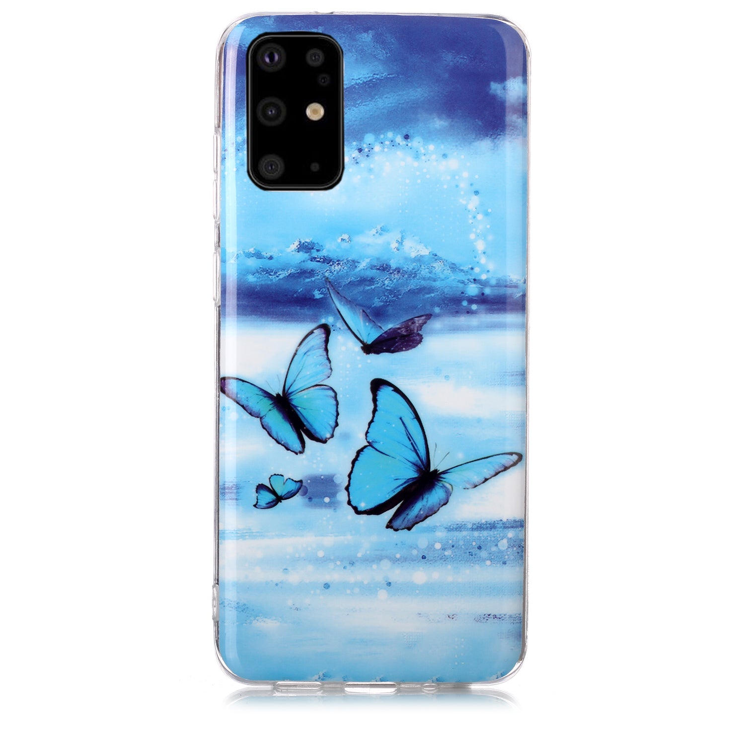 Luminous TPU Pattern Printing IMD Protetive Shell for Samsung Galaxy S20 Plus - Blue Butterfly