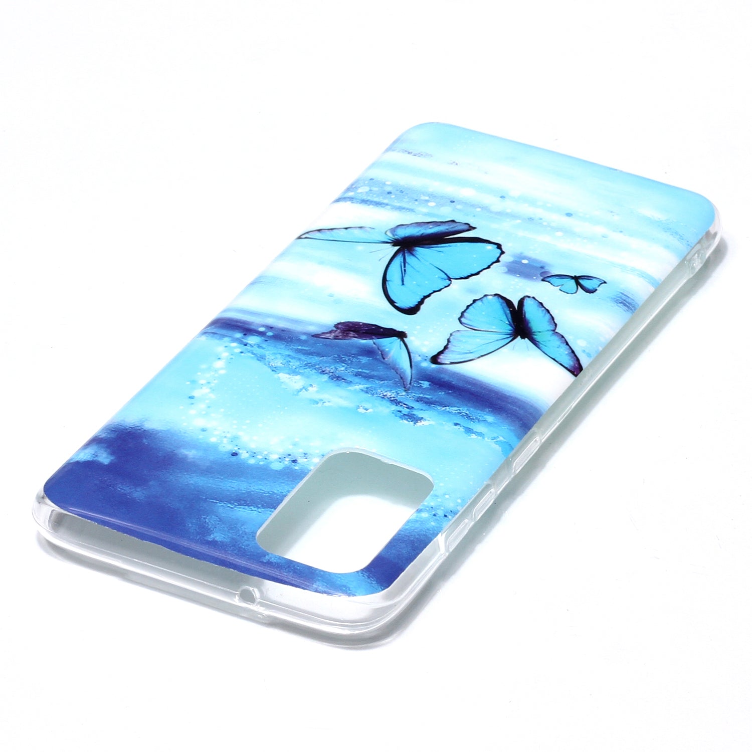 Luminous TPU Pattern Printing IMD Protetive Shell for Samsung Galaxy S20 Plus - Blue Butterfly