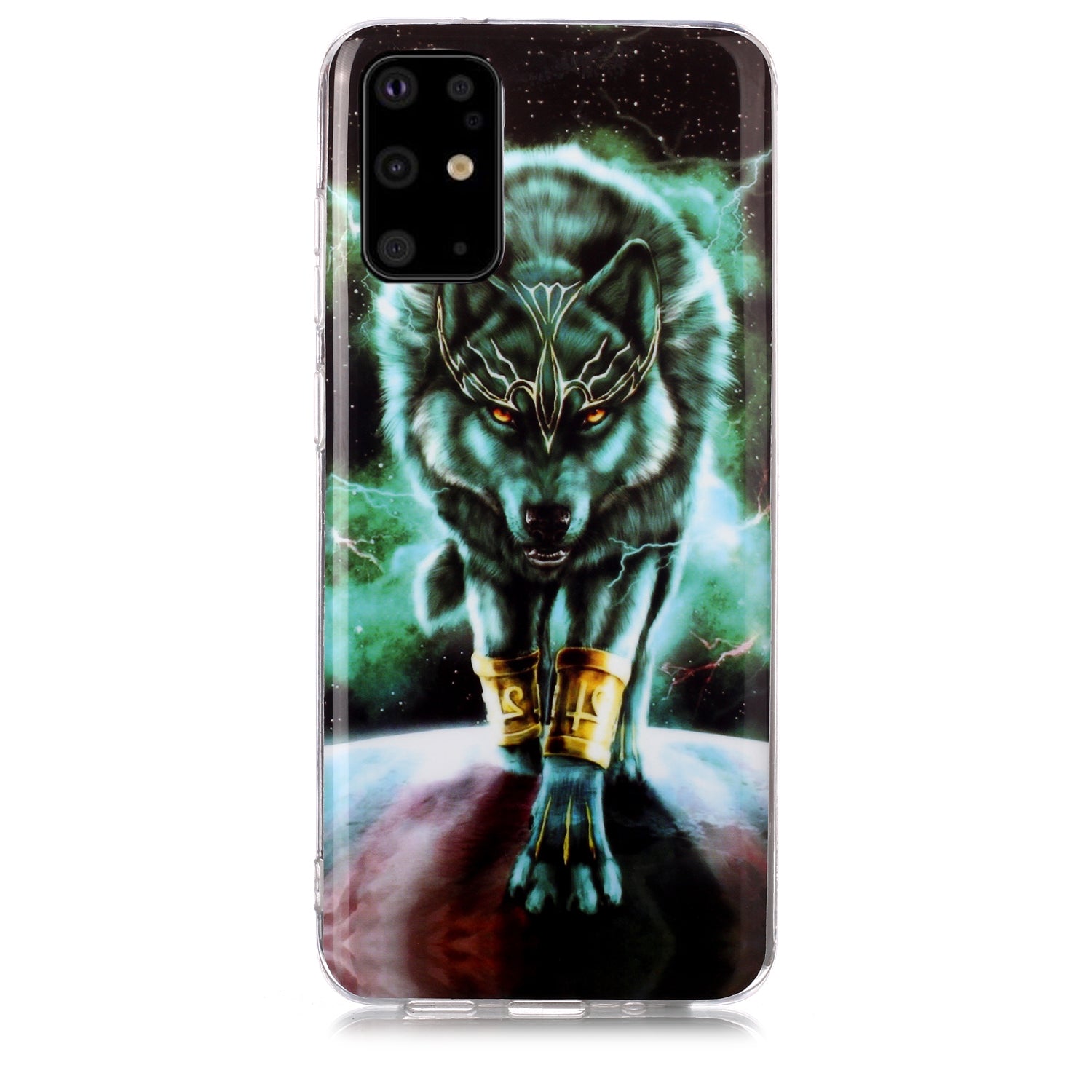 Luminous TPU Pattern Printing IMD Protetive Shell for Samsung Galaxy S20 Plus - Wolf