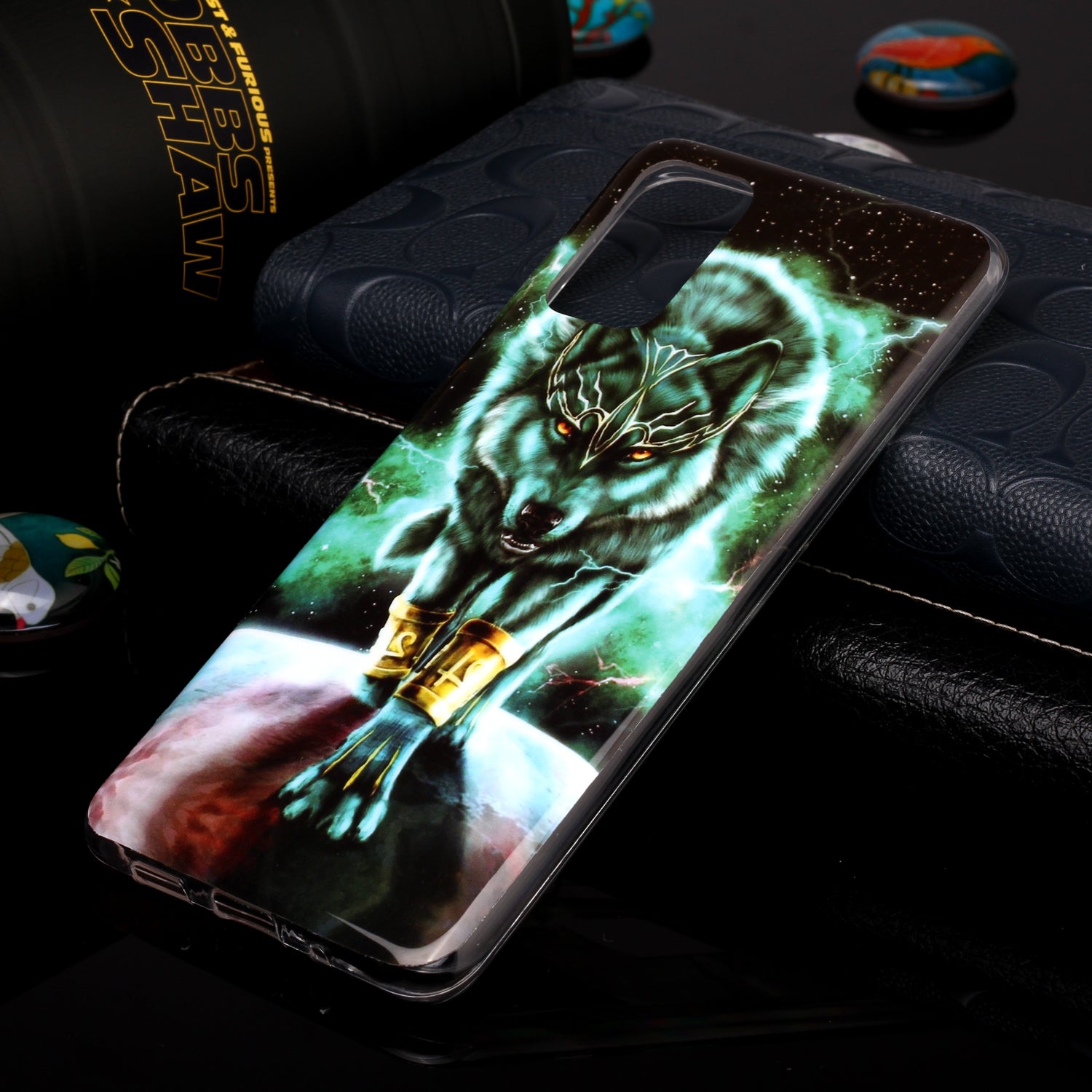 Luminous TPU Pattern Printing IMD Protetive Shell for Samsung Galaxy S20 Plus - Wolf