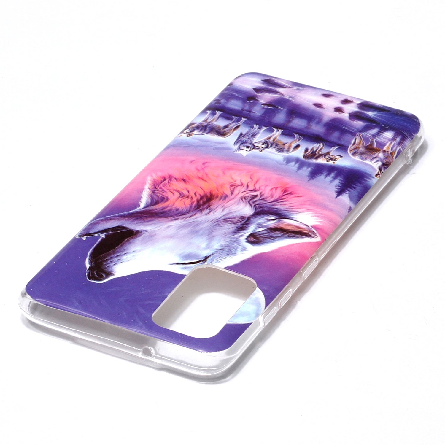 Luminous TPU Pattern Printing IMD Protetive Shell for Samsung Galaxy S20 Plus - Howling Wolf