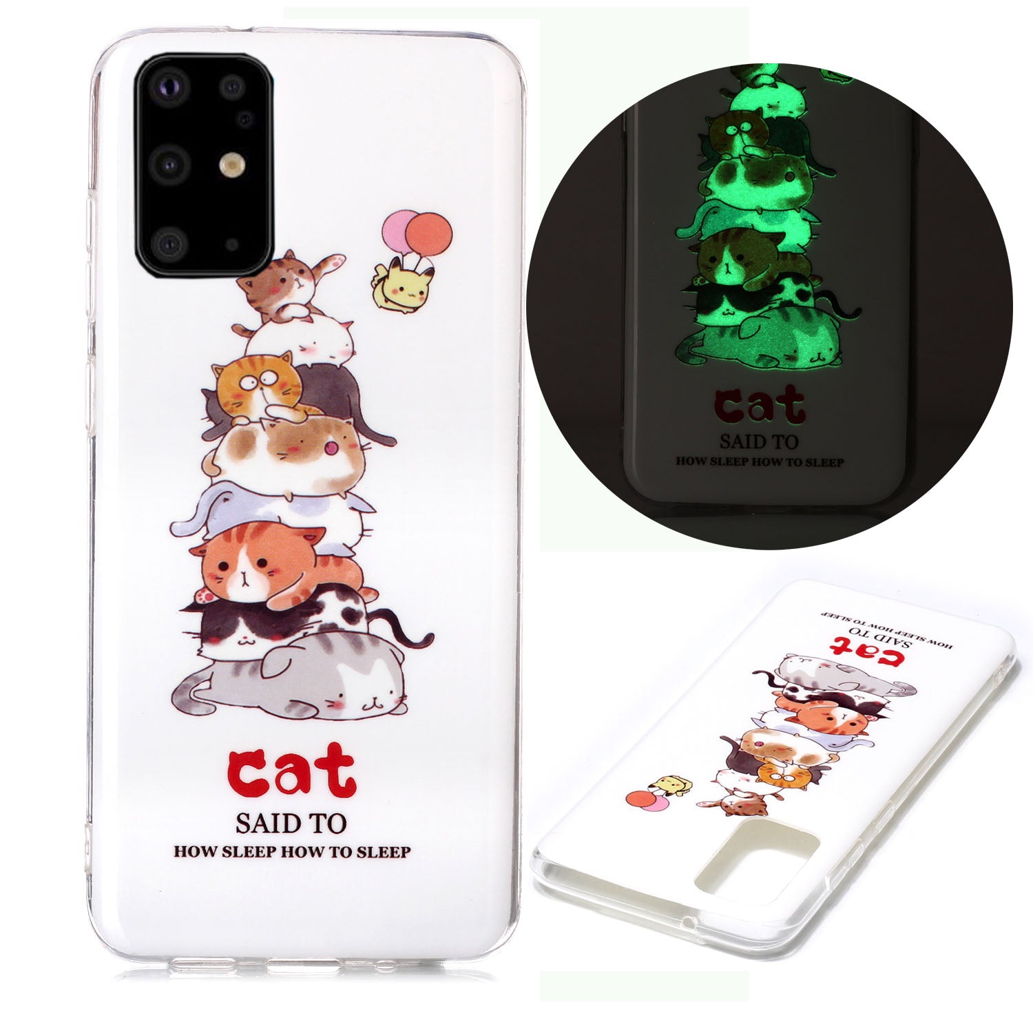 Luminous TPU Pattern Printing IMD Protetive Shell for Samsung Galaxy S20 Plus - Cats