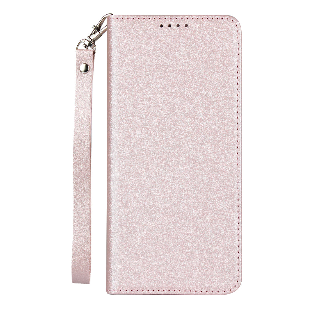 Silk Skin Leather Wallet Stand Protective Phone Case for Samsung Galaxy S20 Ultra - Rose Gold