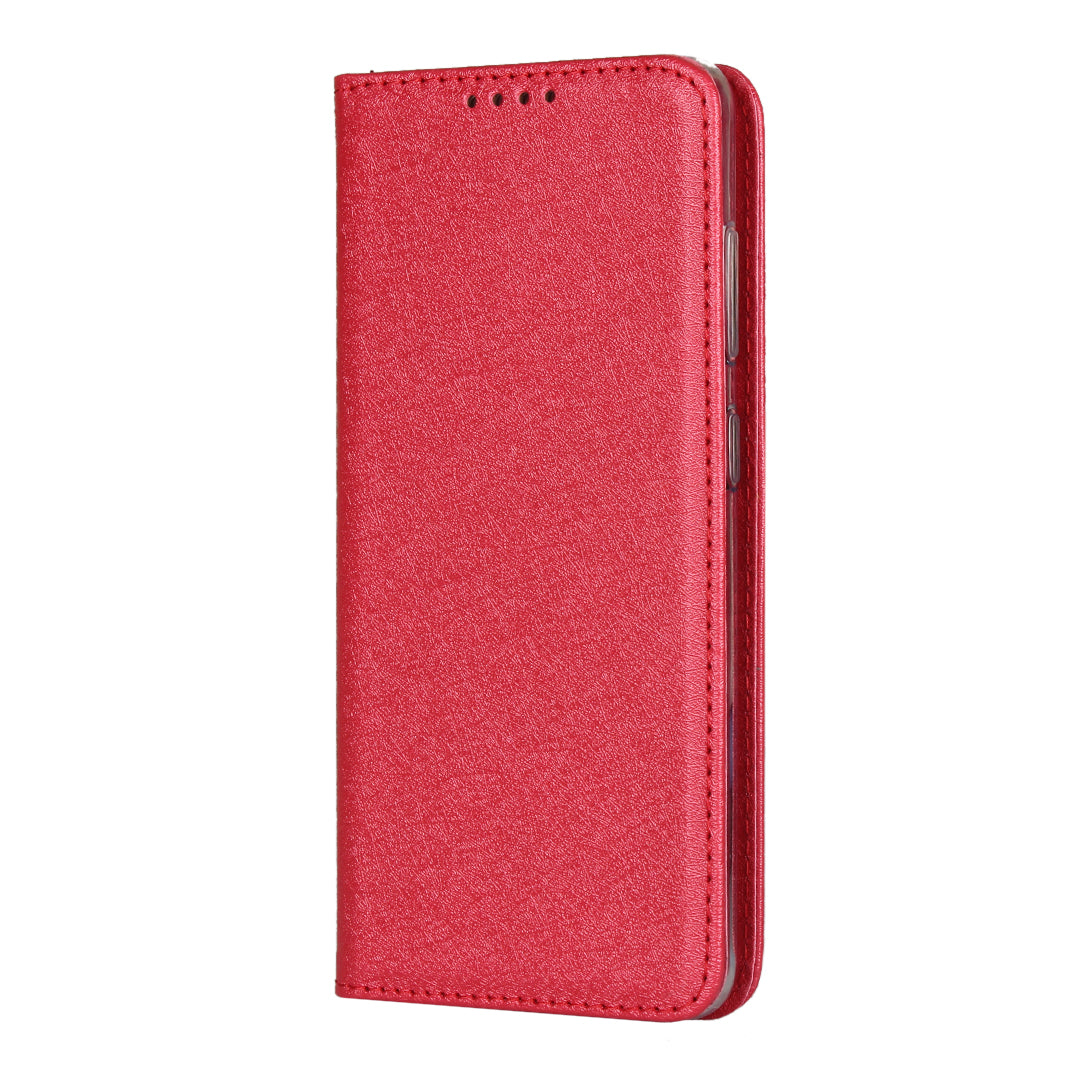 Silk Texture Leather Wallet Phone Case for Samsung Galaxy S20 4G/S20 5G - Red