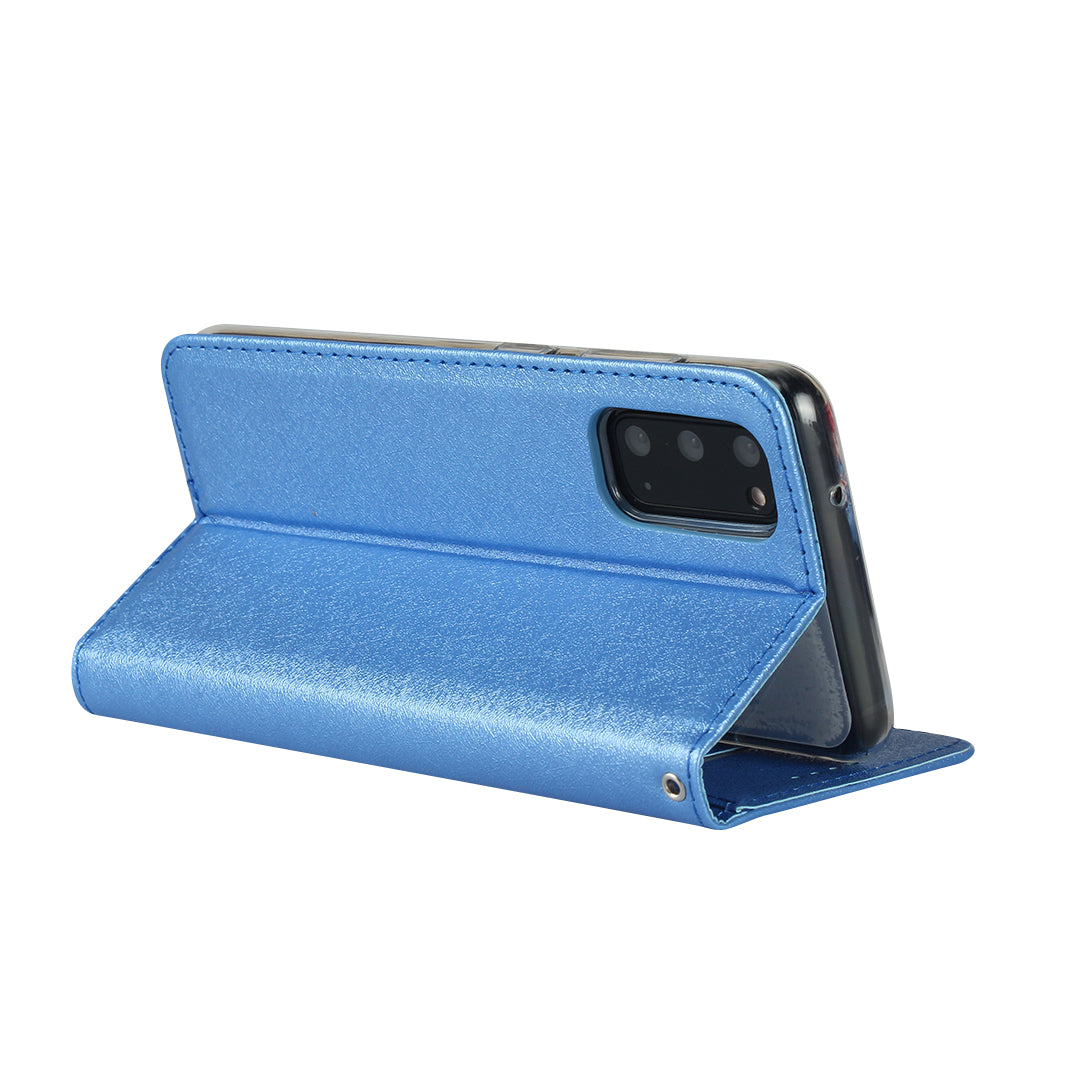 Silk Texture Leather Wallet Phone Case for Samsung Galaxy S20 4G/S20 5G - Blue