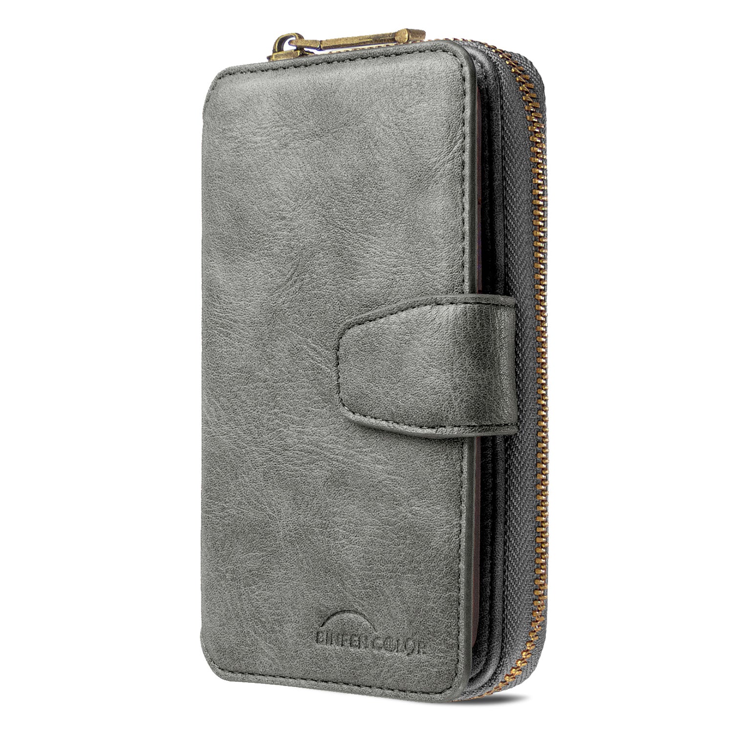 BF001 Leather Cover Zip Wallet Phone Case for Samsung Galaxy S20 Ultra - Grey