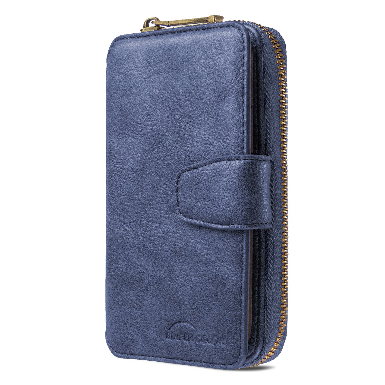 BF001 Leather Cover Zip Wallet Phone Case for Samsung Galaxy S20 Ultra - Blue