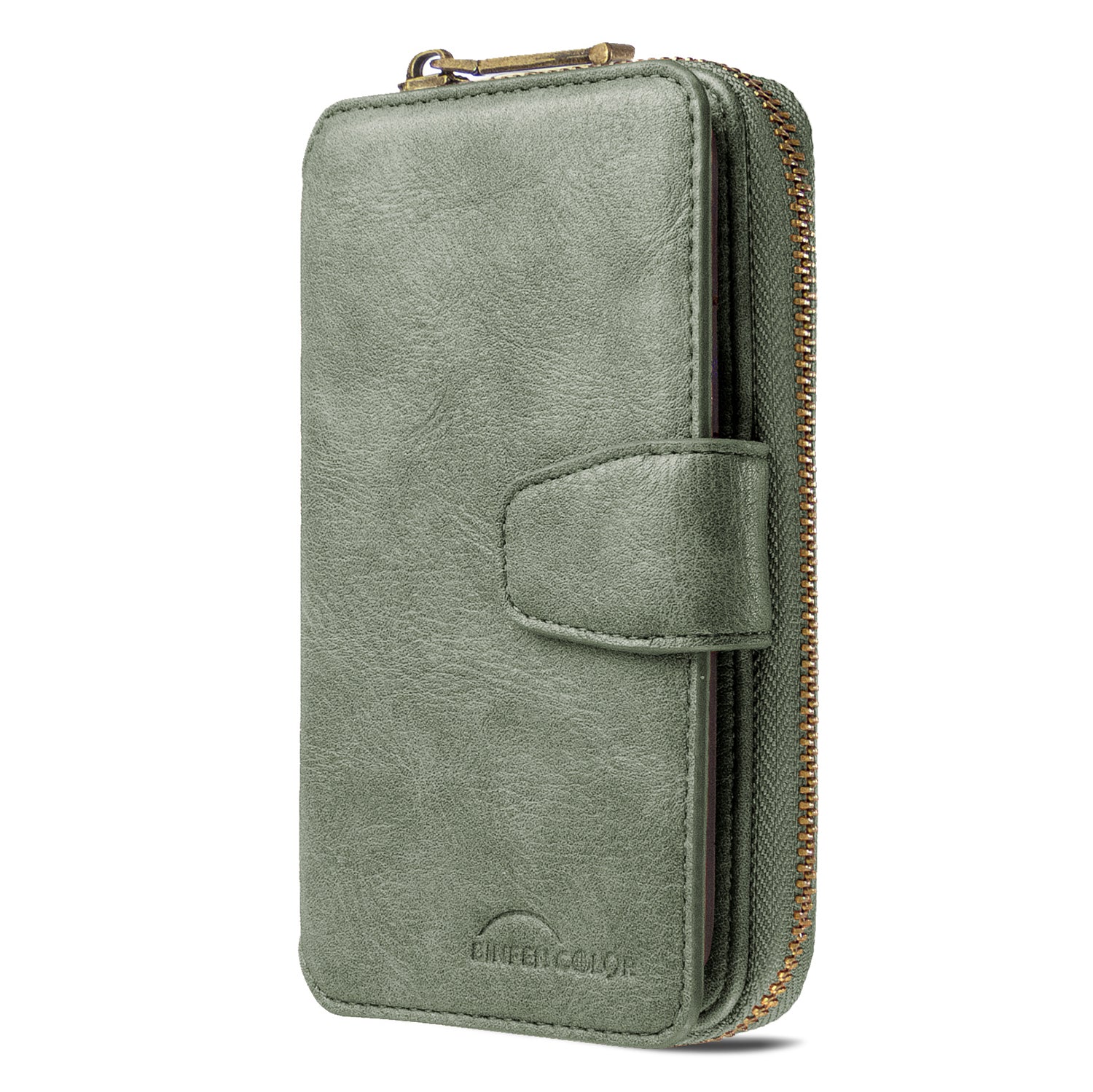 BF001 Zipper Wallet Leather Phone Case Cover Shell for Samsung Galaxy S20 Plus - Green