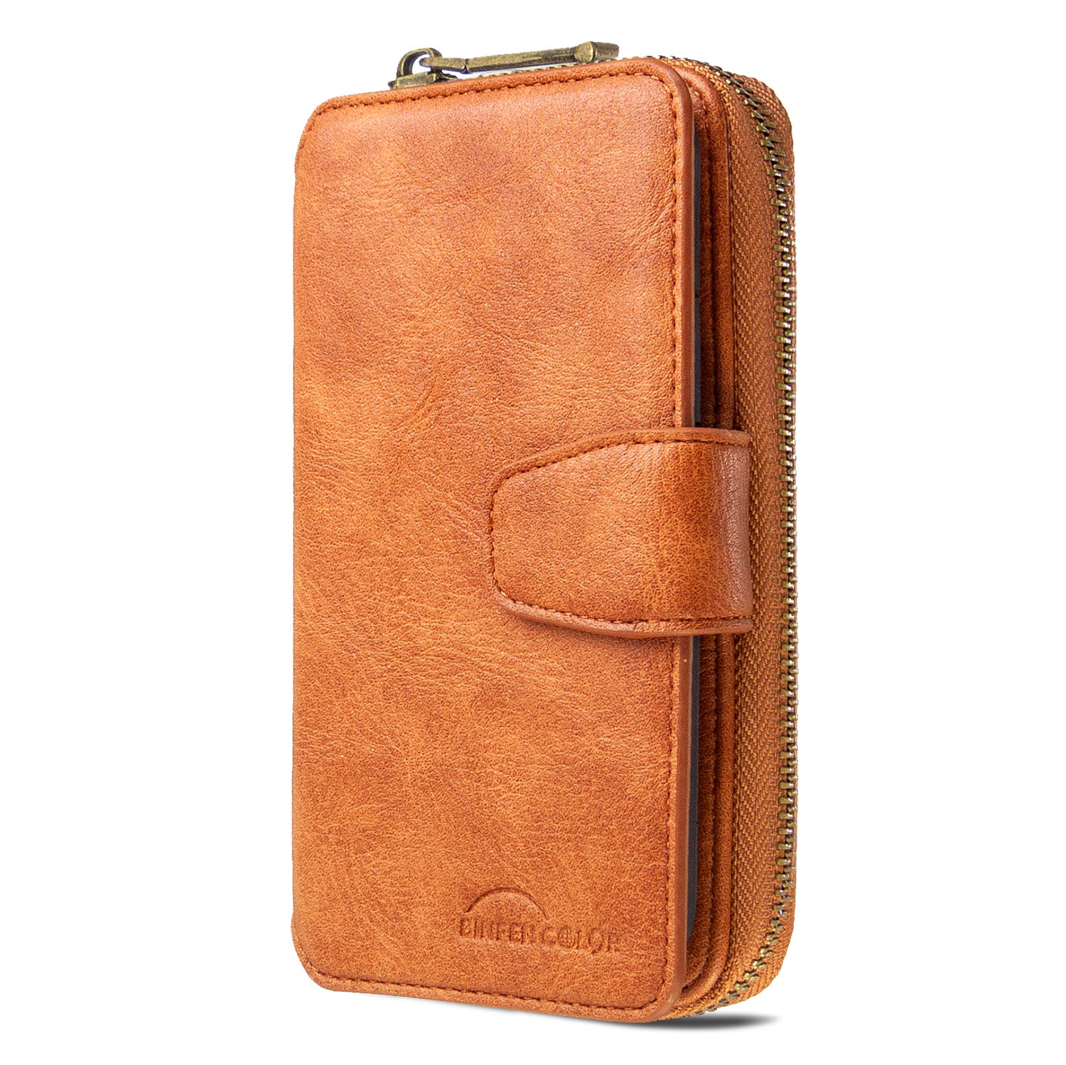 BF001 Zipper Wallet Leather Phone Case Cover Shell for Samsung Galaxy S20 Plus - Brown