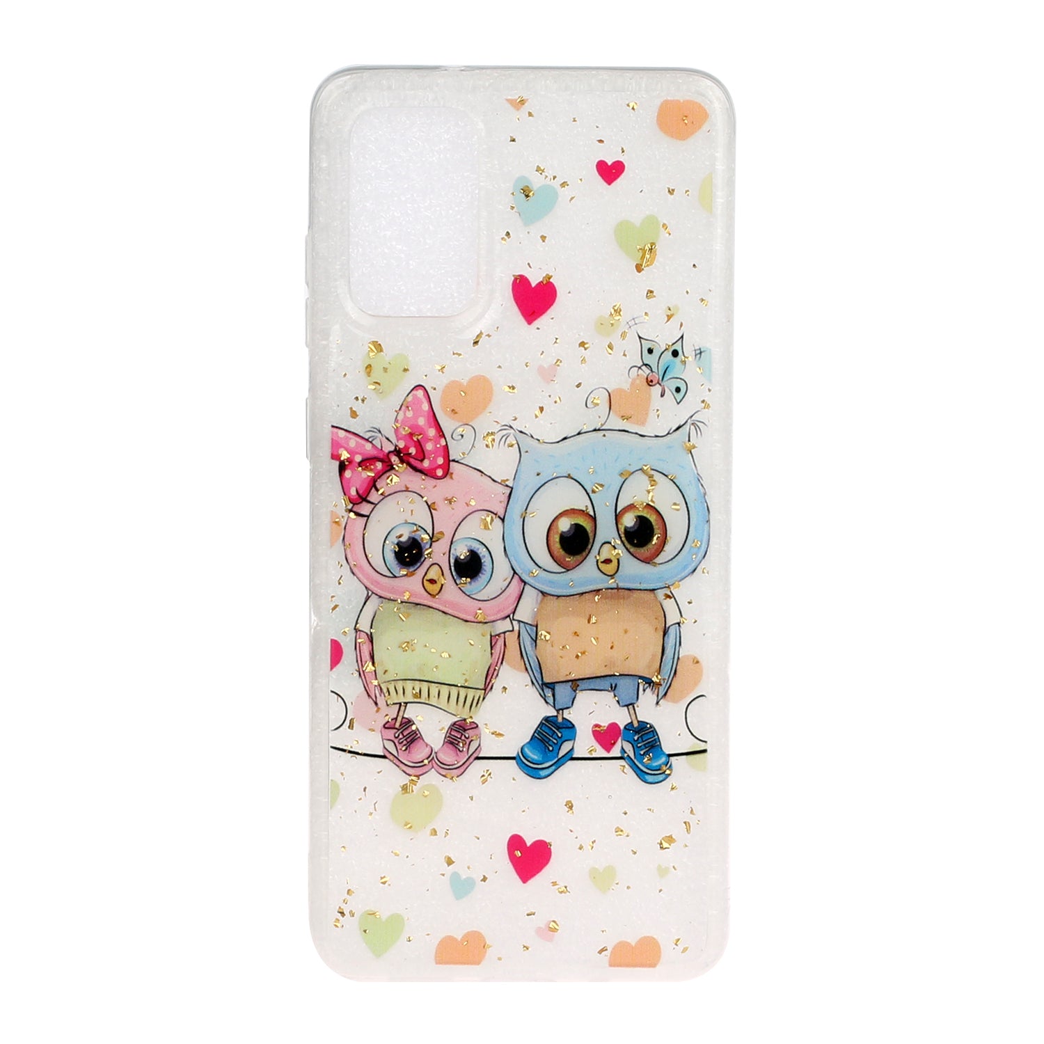 Glitter Sequins Inlaid Pattern Painting Soft TPU Back Shell for Samsung Galaxy S20 Plus - Couple Owls