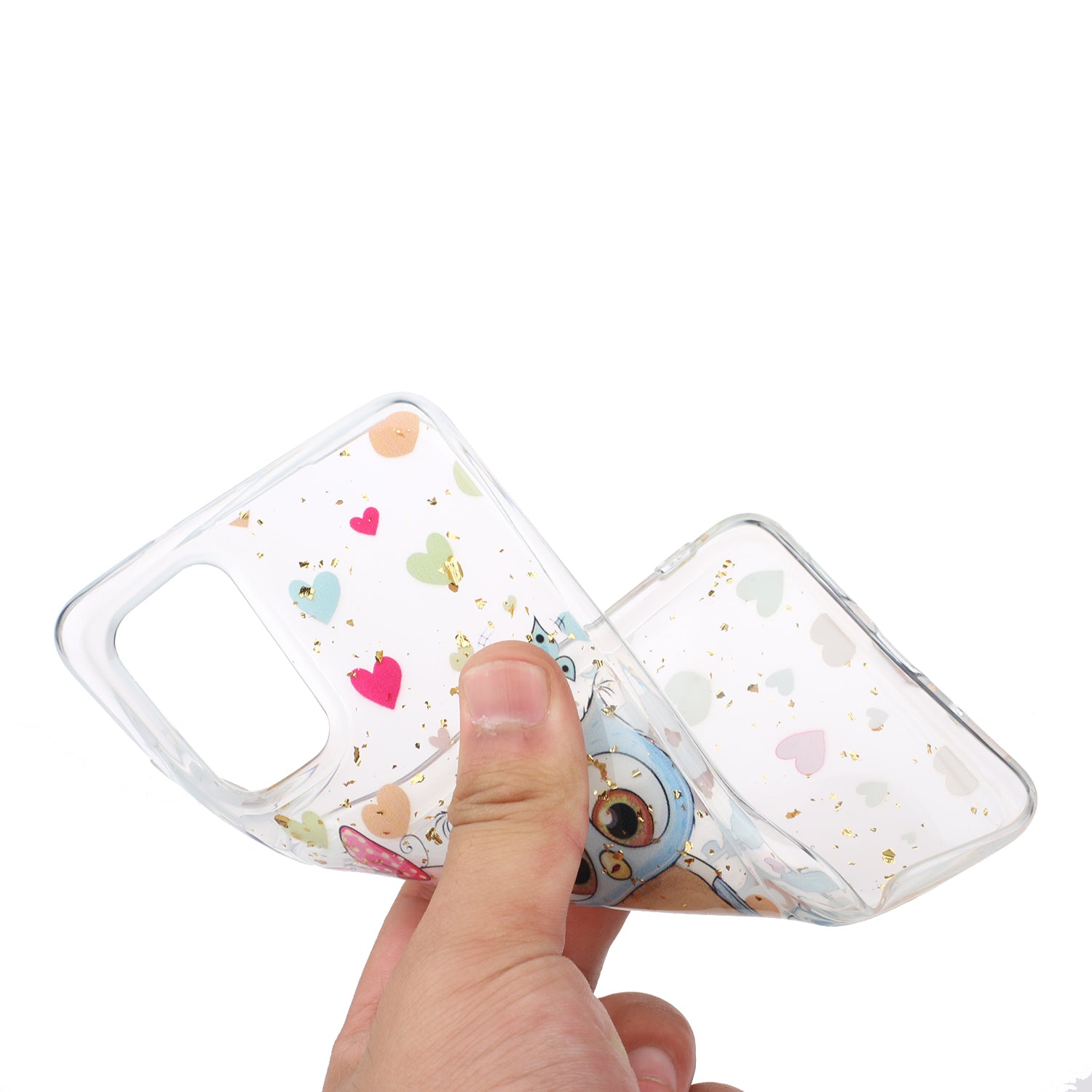 Glitter Sequins Inlaid Pattern Painting Soft TPU Back Shell for Samsung Galaxy S20 Plus - Couple Owls