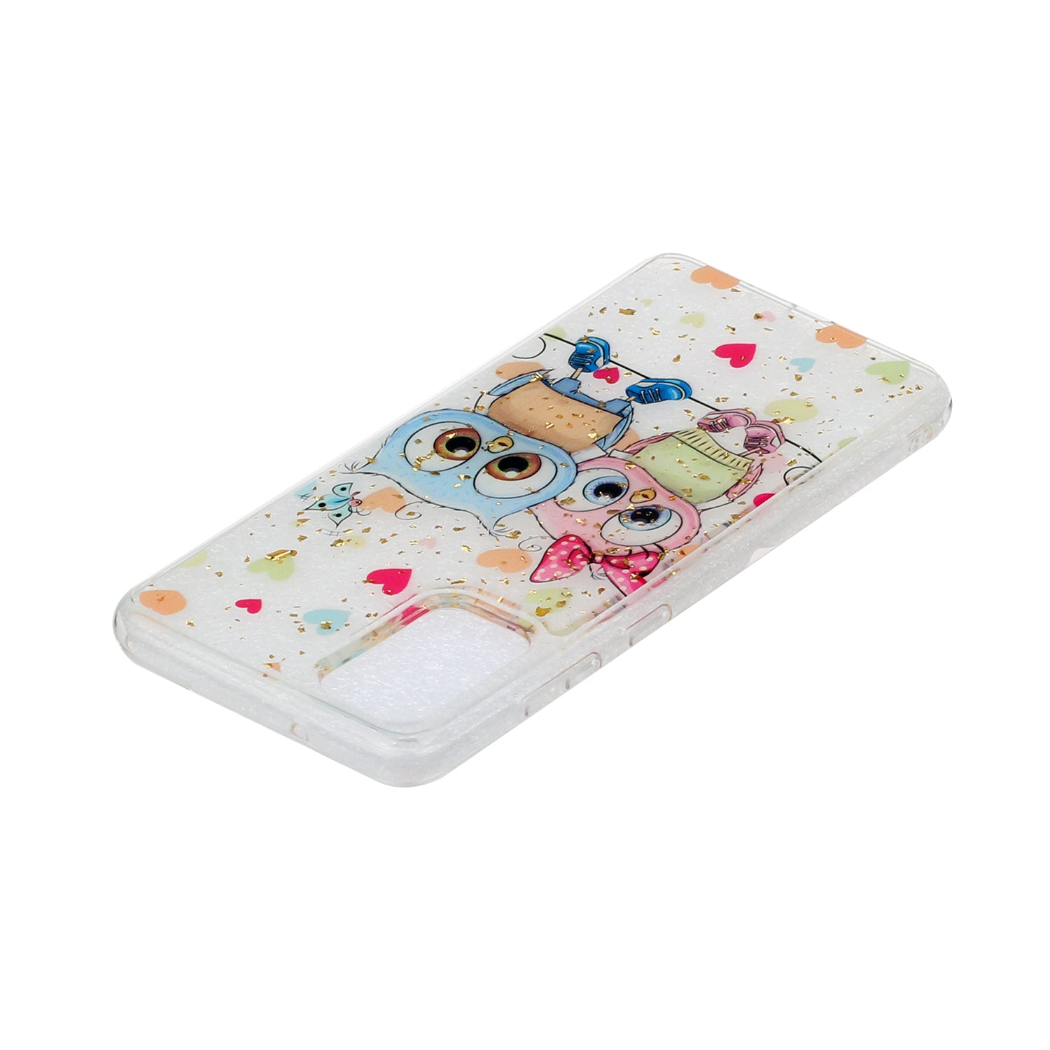 Glitter Sequins Inlaid Pattern Painting Soft TPU Back Shell for Samsung Galaxy S20 Plus - Couple Owls