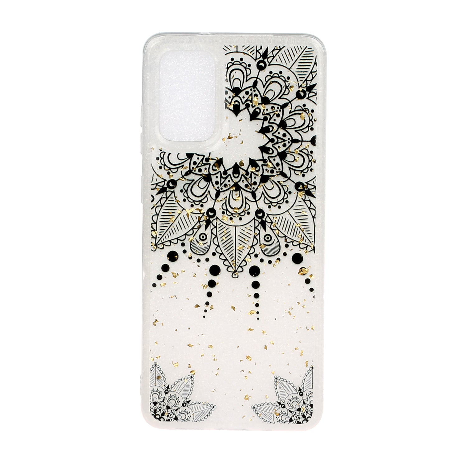 Glitter Sequins Inlaid Pattern Painting Soft TPU Back Shell for Samsung Galaxy S20 Plus - Mandala Flower