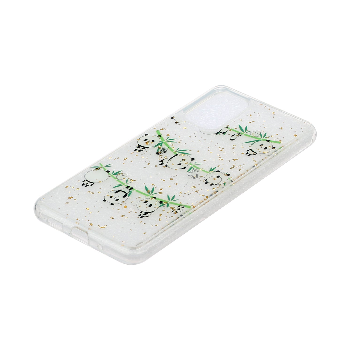 Glitter Sequins Inlaid Pattern Painting Soft TPU Back Shell for Samsung Galaxy S20 Plus - Pandas