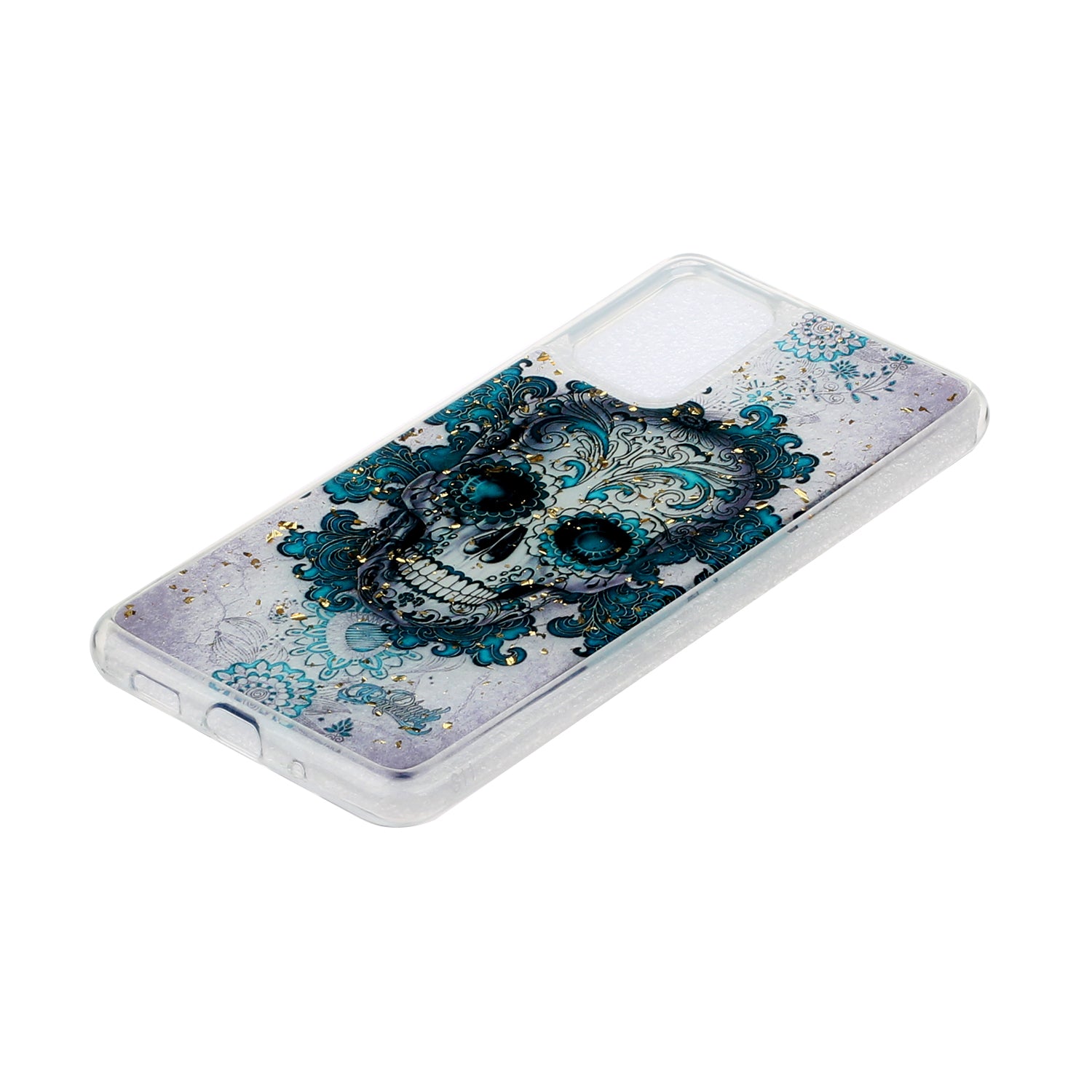 Glitter Sequins Inlaid Pattern Painting Soft TPU Back Shell for Samsung Galaxy S20 Plus - Skull