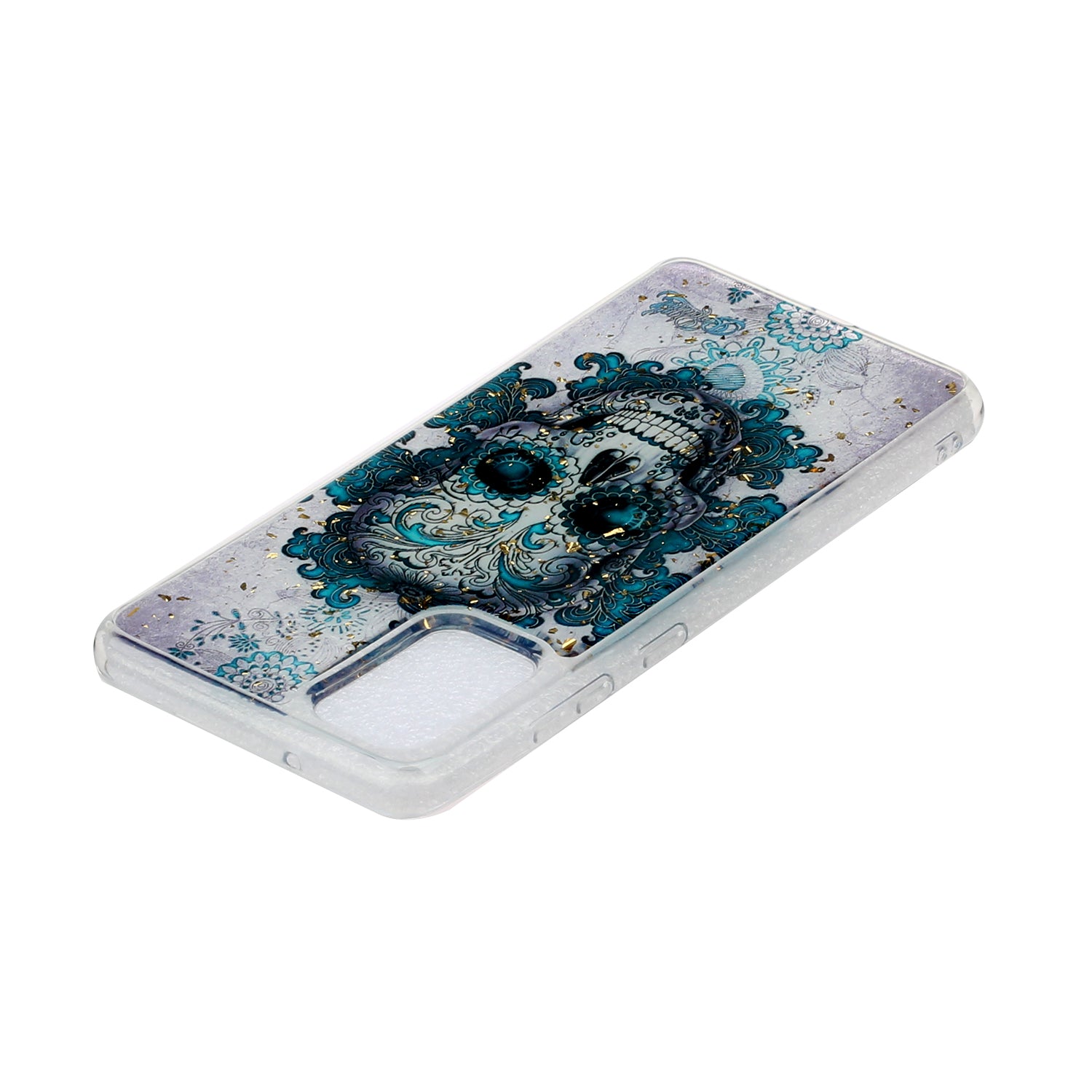 Glitter Sequins Inlaid Pattern Painting Soft TPU Back Shell for Samsung Galaxy S20 Plus - Skull