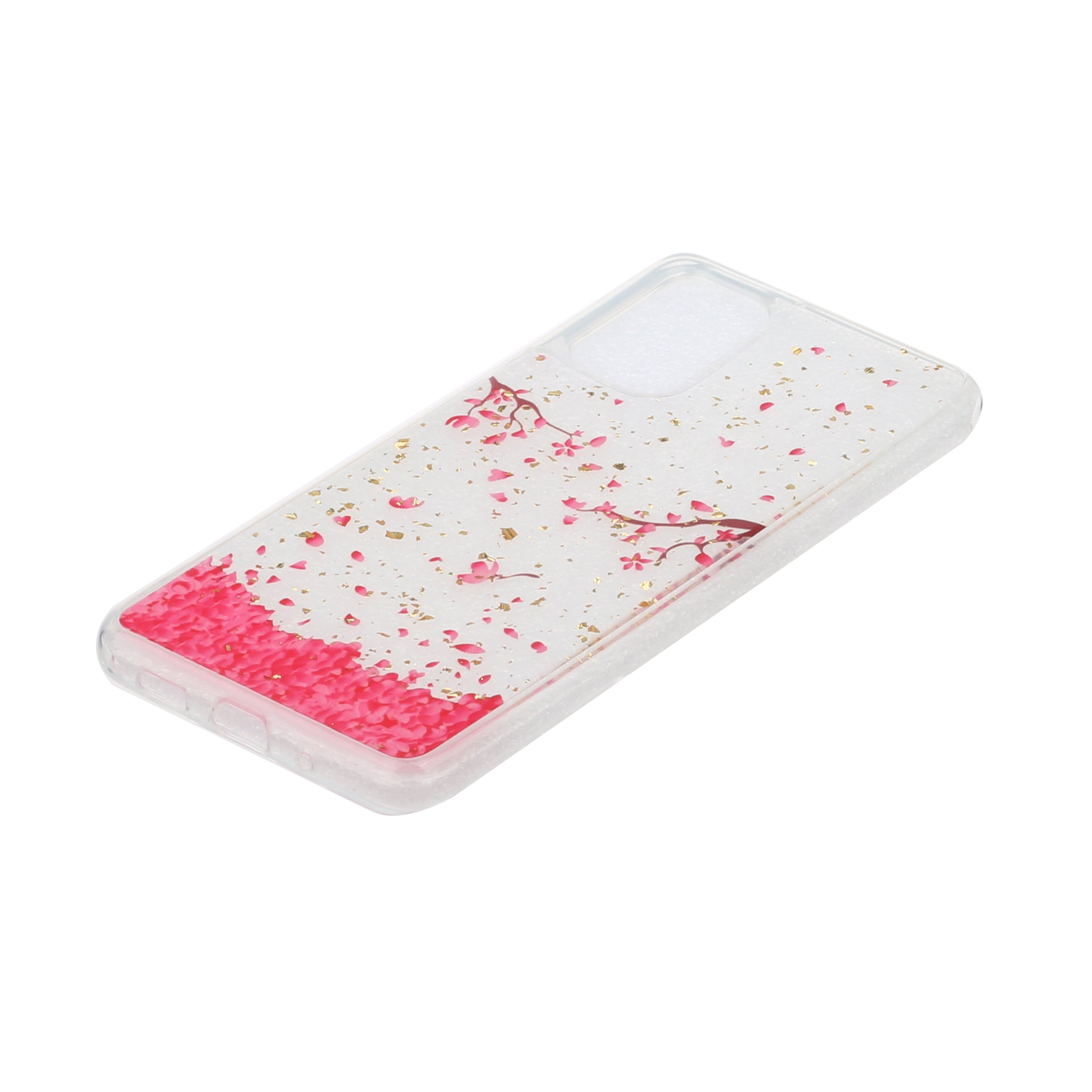 Glitter Sequins Inlaid Pattern Painting Soft TPU Back Shell for Samsung Galaxy S20 Plus - Flower Petal