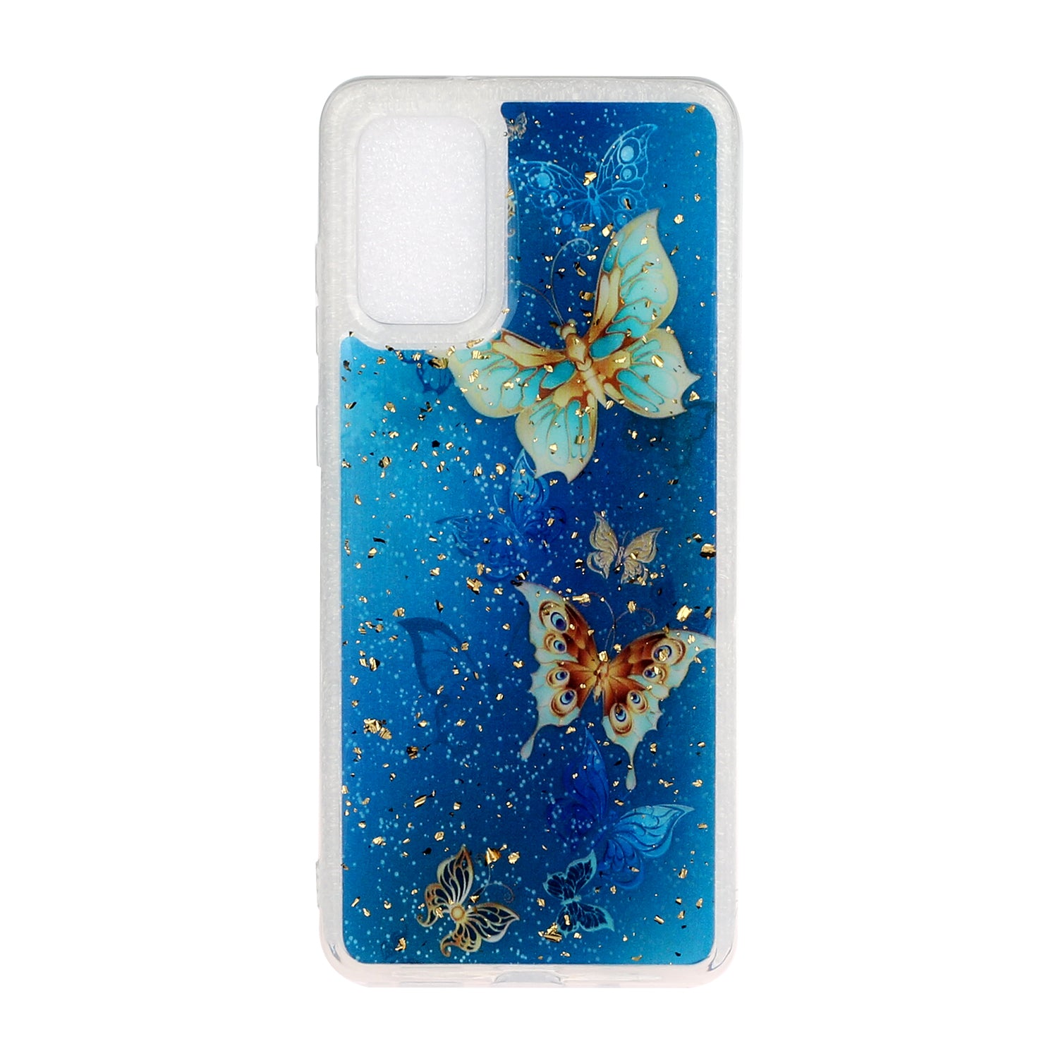 Glitter Sequins Inlaid Pattern Painting Soft TPU Back Shell for Samsung Galaxy S20 Plus - Butterflies