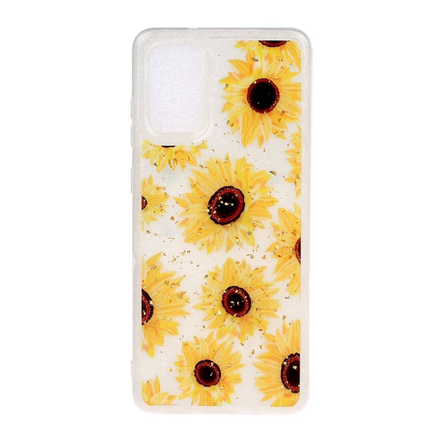 Glitter Sequins Inlaid Pattern Painting Soft TPU Back Shell for Samsung Galaxy S20 Plus - Sunflower