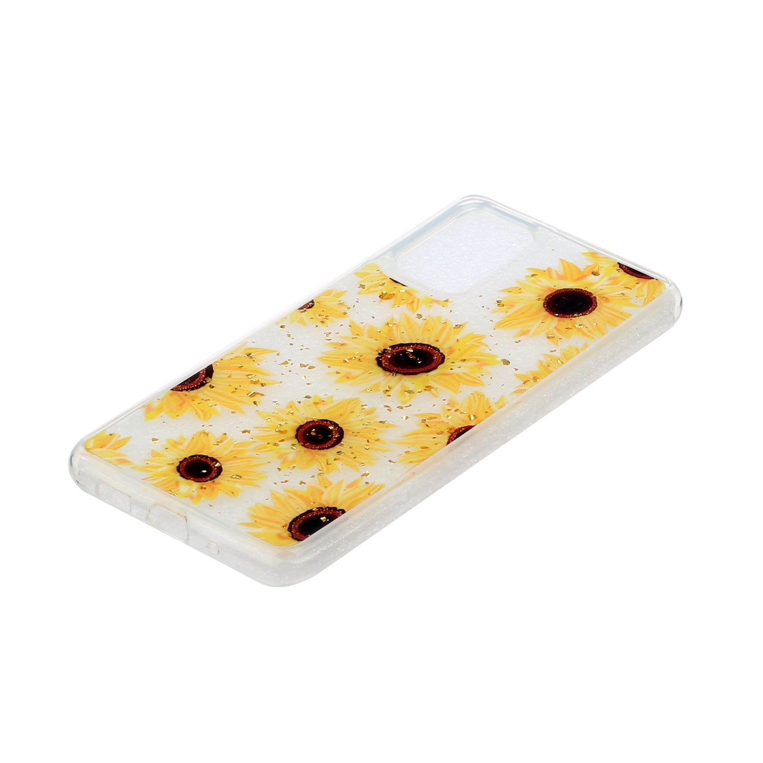 Glitter Sequins Inlaid Pattern Painting Soft TPU Back Shell for Samsung Galaxy S20 Plus - Sunflower