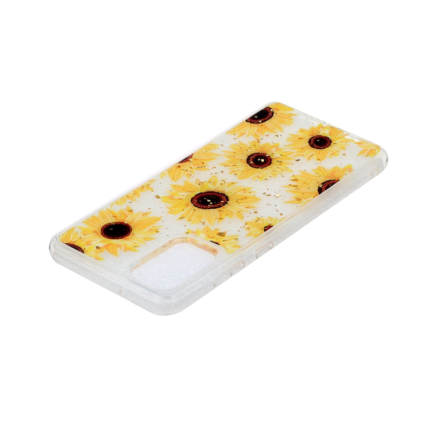 Glitter Sequins Inlaid Pattern Painting Soft TPU Back Shell for Samsung Galaxy S20 Plus - Sunflower