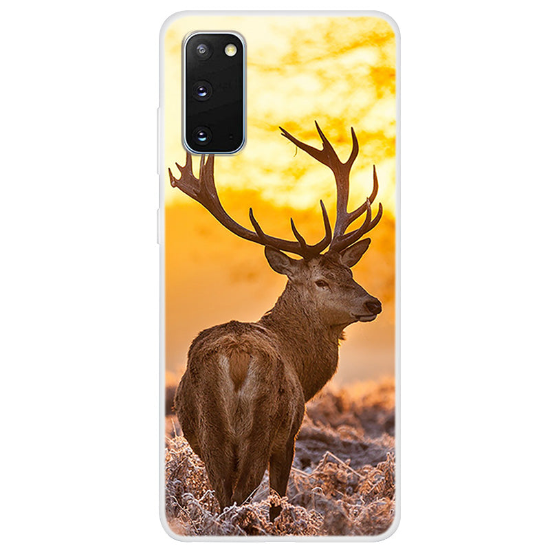 Clear Pattern Printing Soft TPU Back Shell for Samsung Galaxy S20 4G/S20 5G - Elk