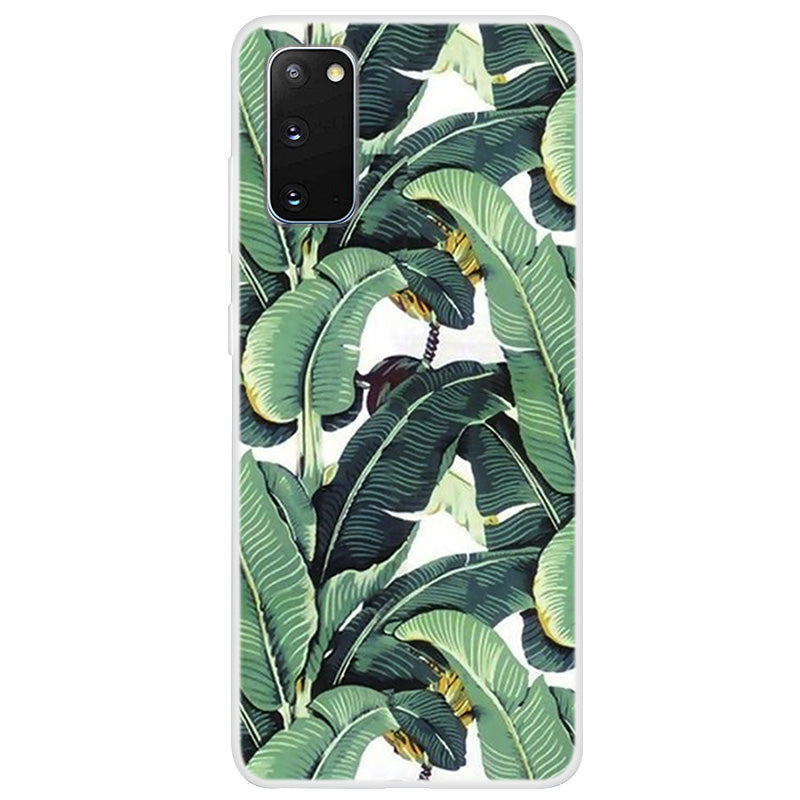 Clear Pattern Printing Soft TPU Back Shell for Samsung Galaxy S20 4G/S20 5G - Banana Leaves