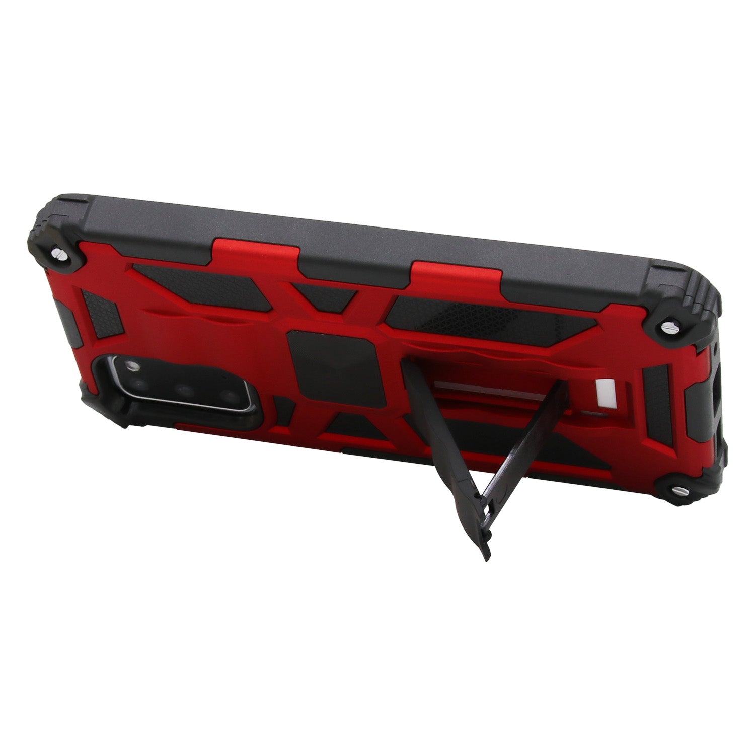 Kickstand Armor Dropproof PC TPU Hybrid Case with Magnetic Metal Sheet for Samsung Galaxy S20 4G/S20 5G - Red